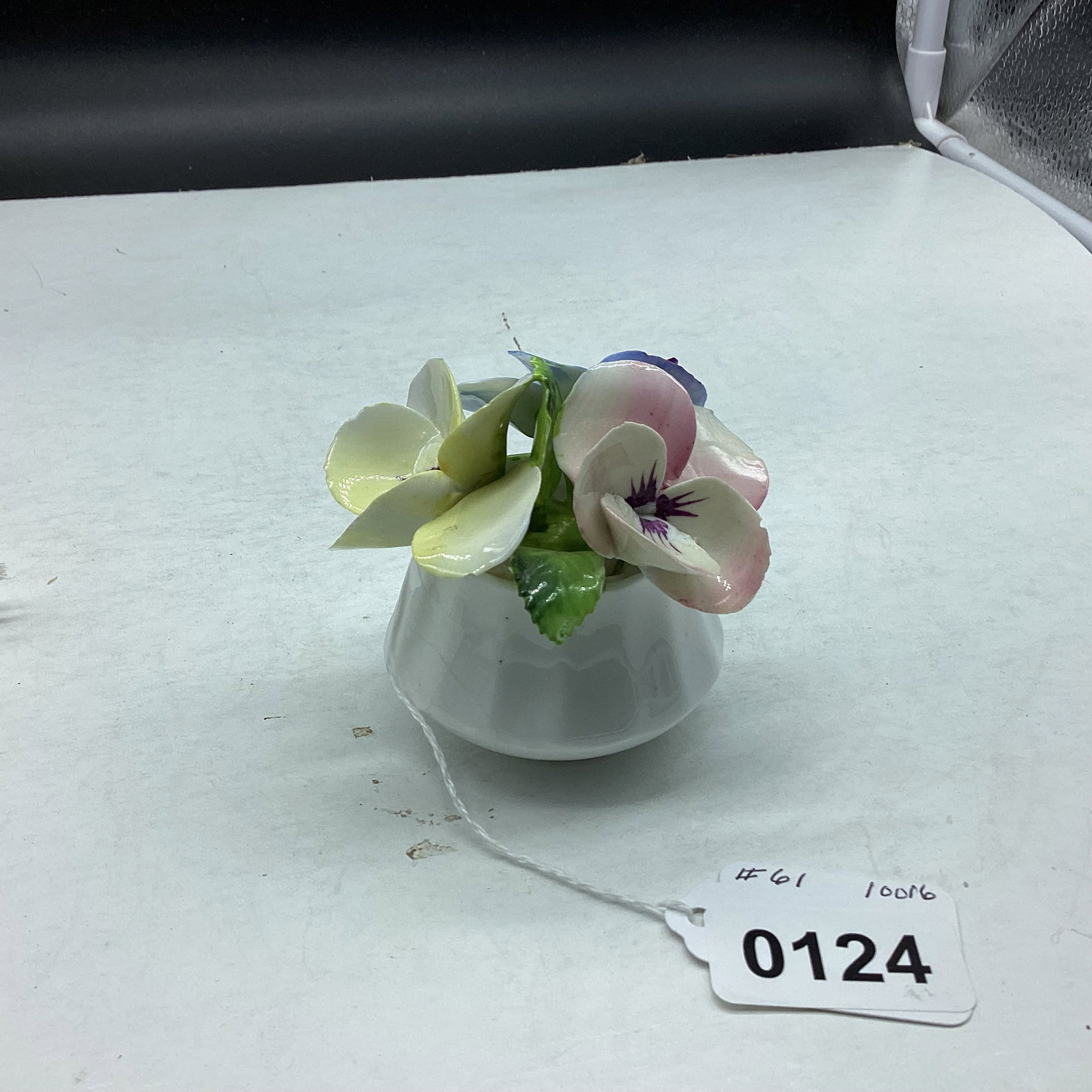 PORCELIAN FLOWER MADE IN ENGLAND: 2 3/4 X 3 GOOD SHAPE