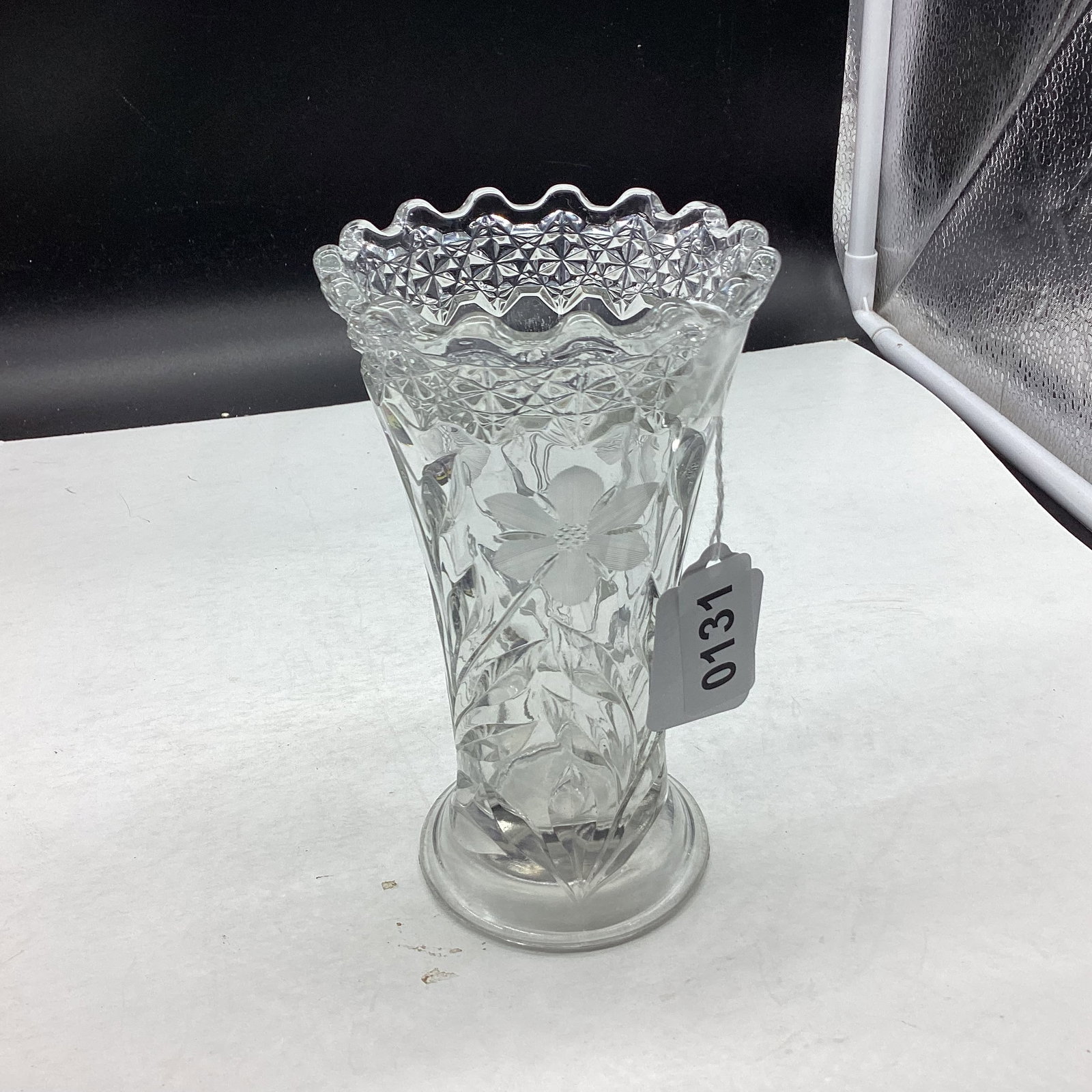 ROSE CUT GLASS VASE (1 of 1)