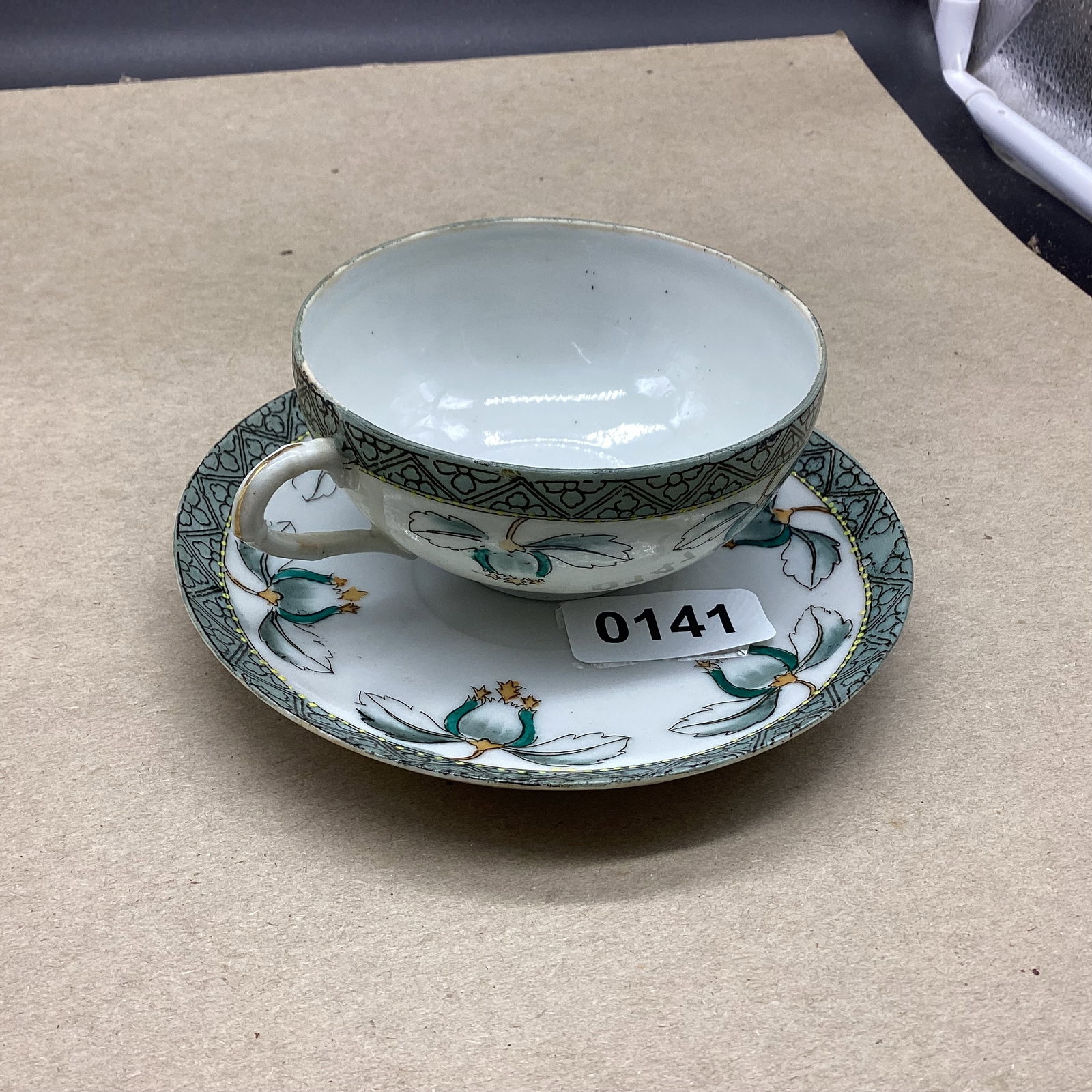 PORCELIAN HAND PAINTED CUP & SAUCER: GOOD SHAPE