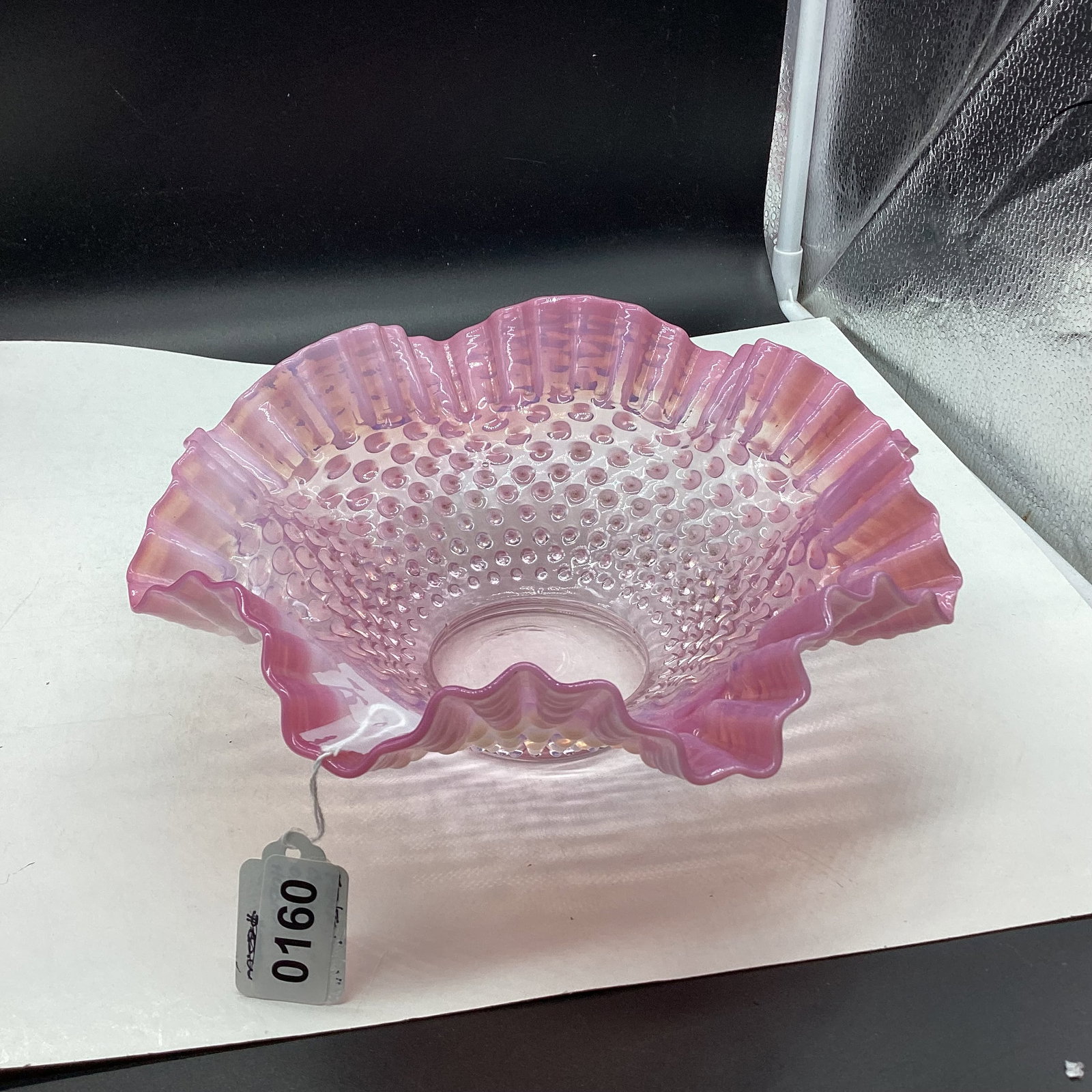 FENTON CRANBERRY OPALESCENT HOBNAIL BOWL: 3 1/2 X 10 GOOD SHAPE