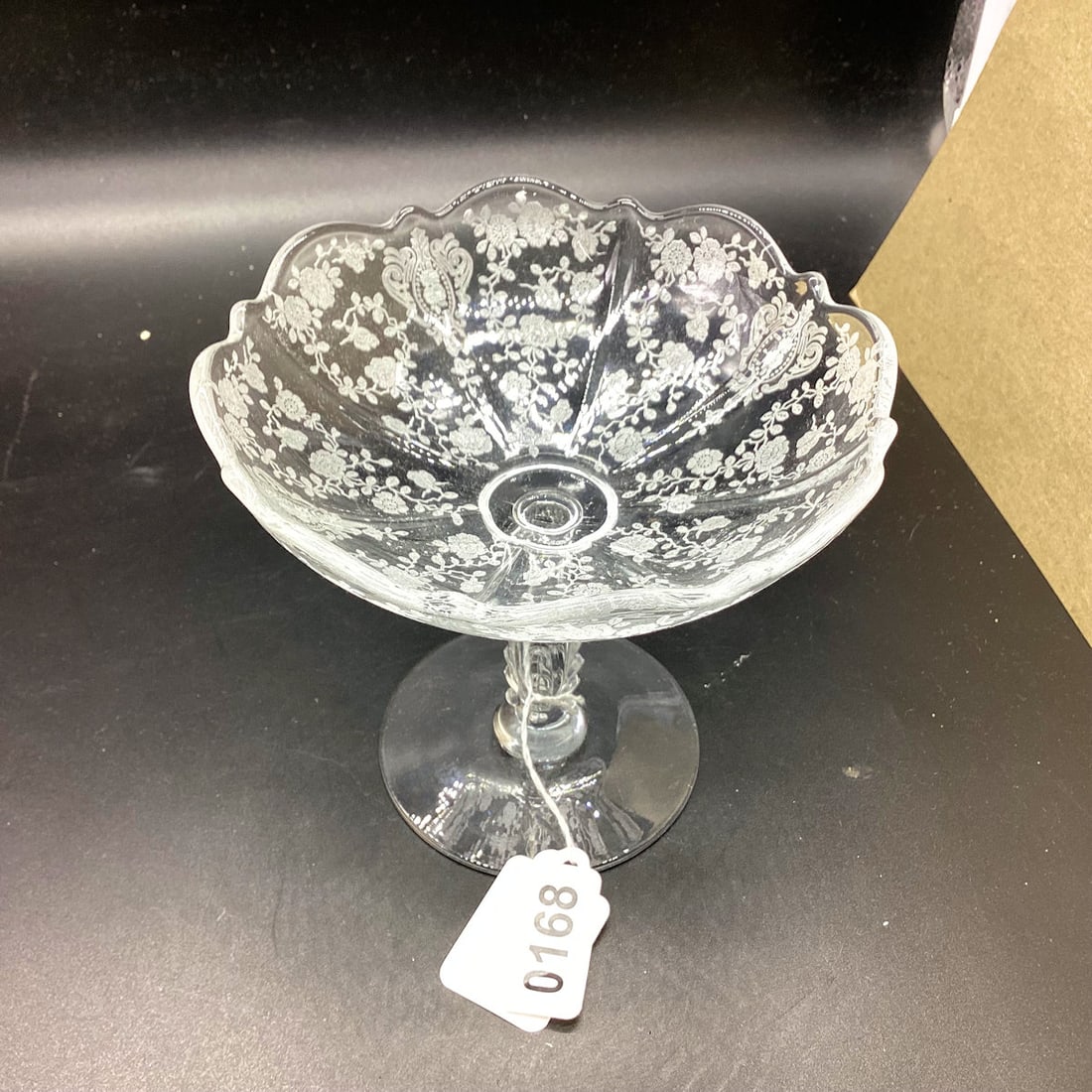CAMBRIDGE ROSEPOINT COMPOTE #3900 STEM: 5 X 5 1/2 GOOD SHAPE