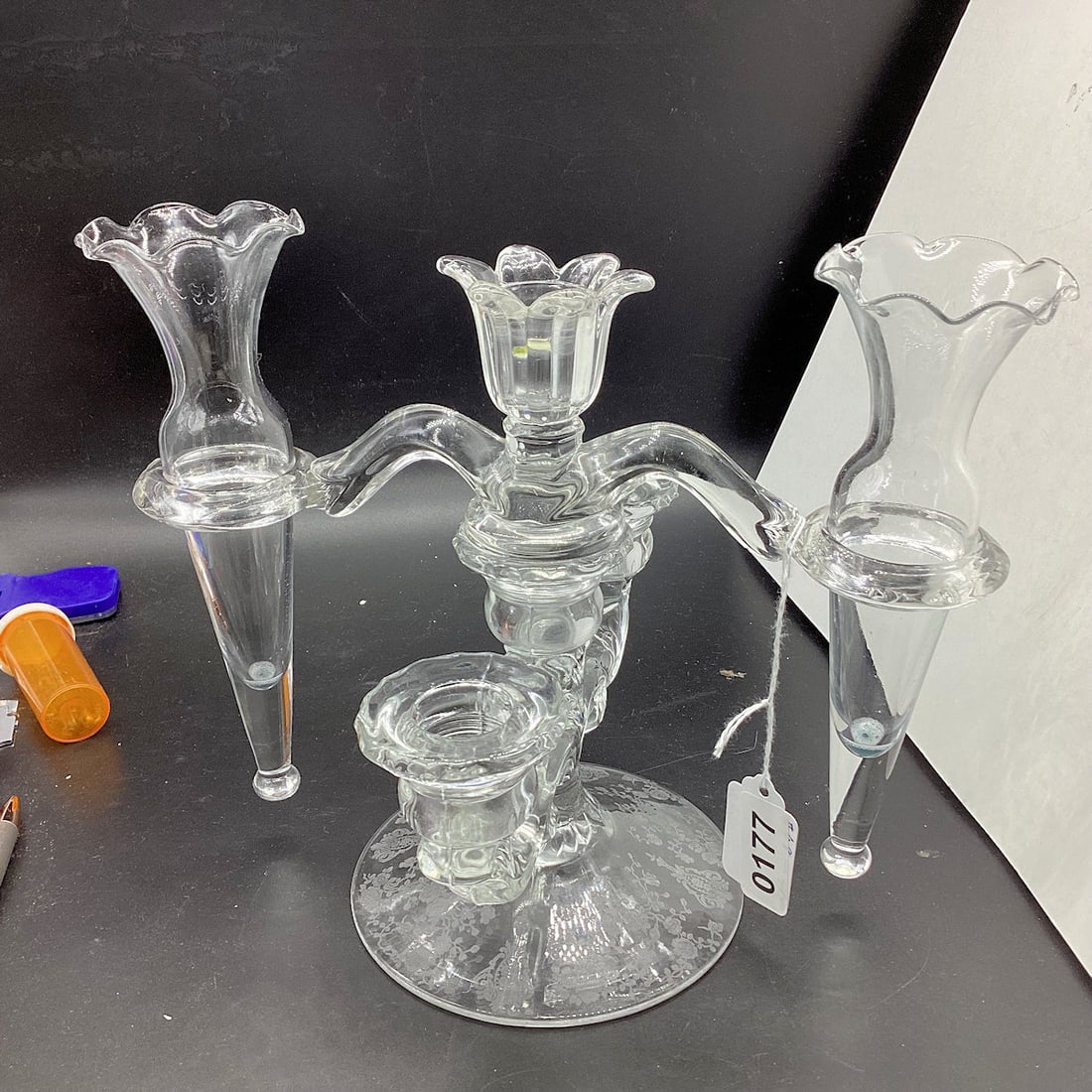 CAMBRIDGE ROSEPOINT CANDLEABRA: 8 1/2 X 10 1 /2 GOOD SHAPE