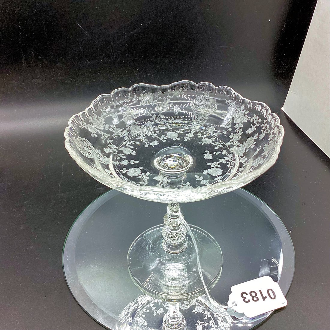 CAMBRIDGE ROSEPOINT #3500 STEM COMPOTE: 5 X 5 1/2 GOOD SHAPE