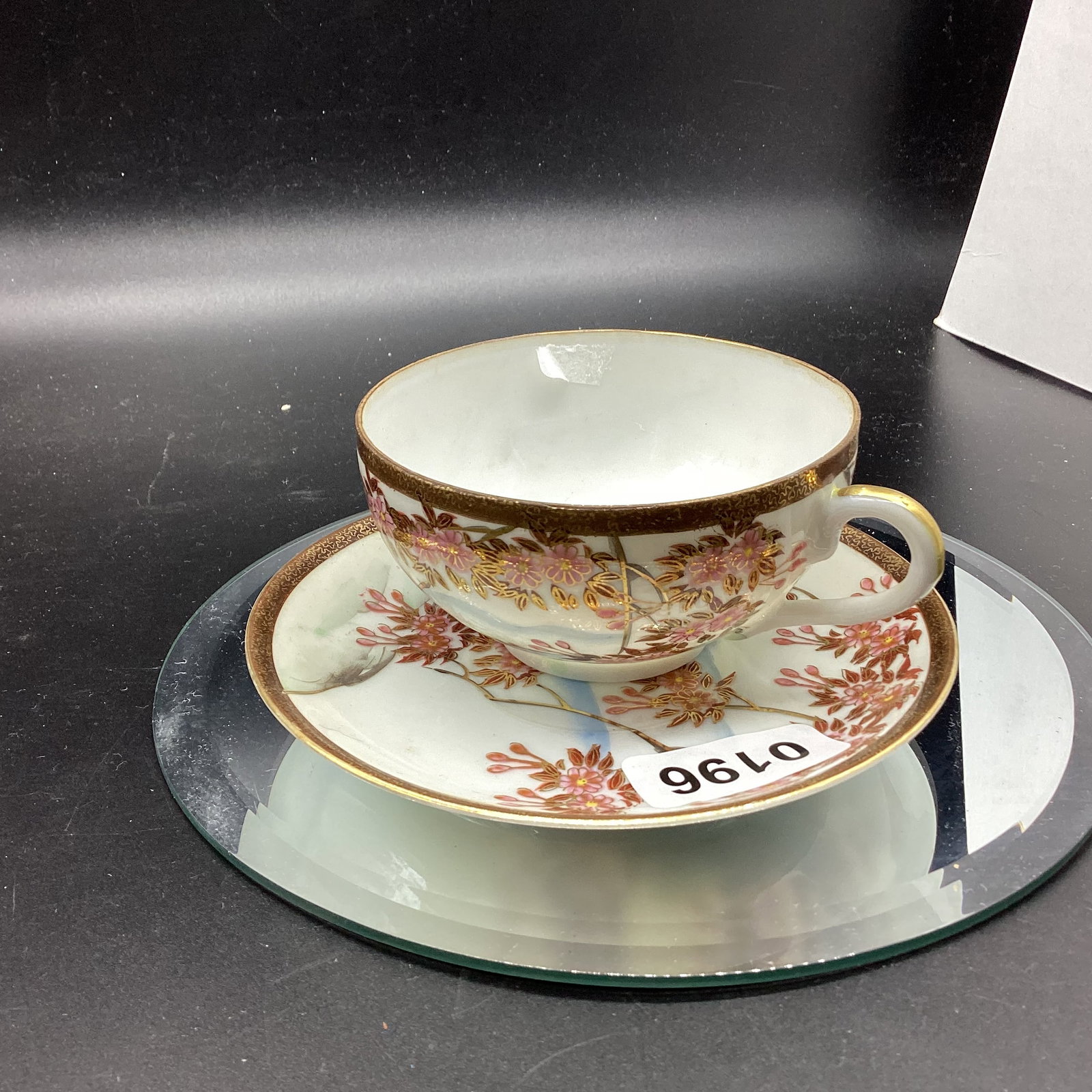 HAND PAINTED PORCELIAN CUP & SAUCER: GOOD SHAPE