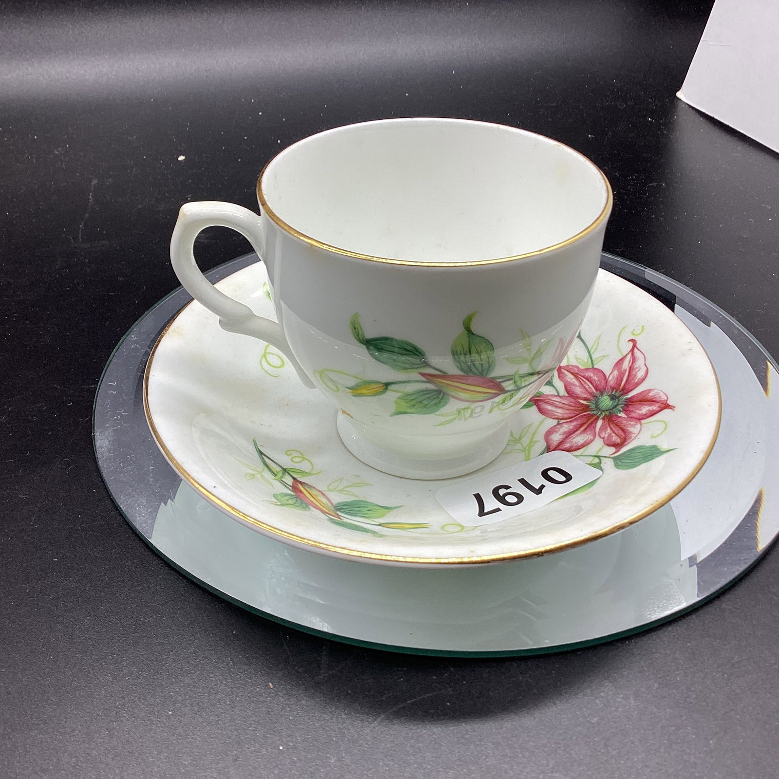 HAND PAINTED PORCELIAN CUP & SAUCER ENGLAND: GOOD SHAPE