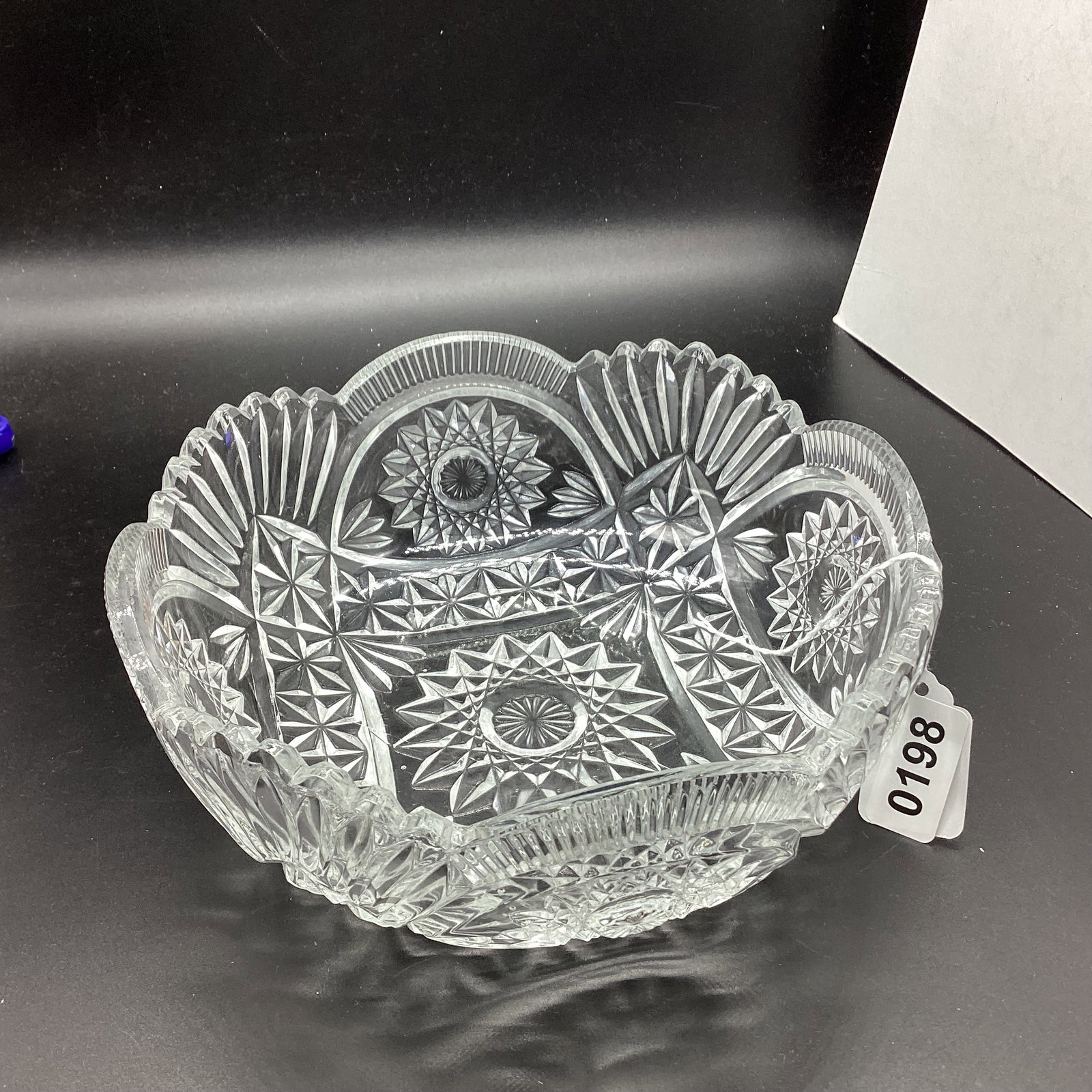 BRILLIANT CUT GLASS BOWL: 3 3/4 X 8 1/4 GOOD SHAPE