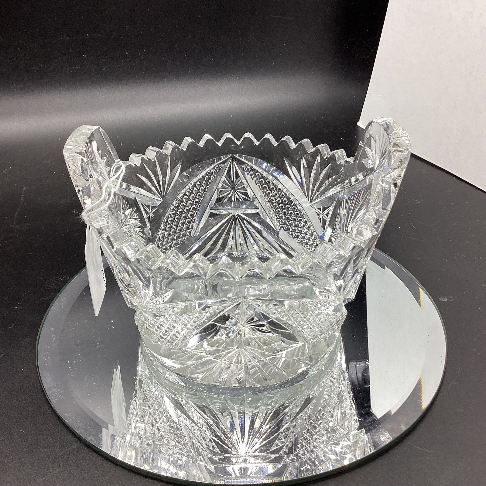 BRILLIANT CUT GLASS ICE TUB: 3" X 5 1/2" GOOD SHAPE