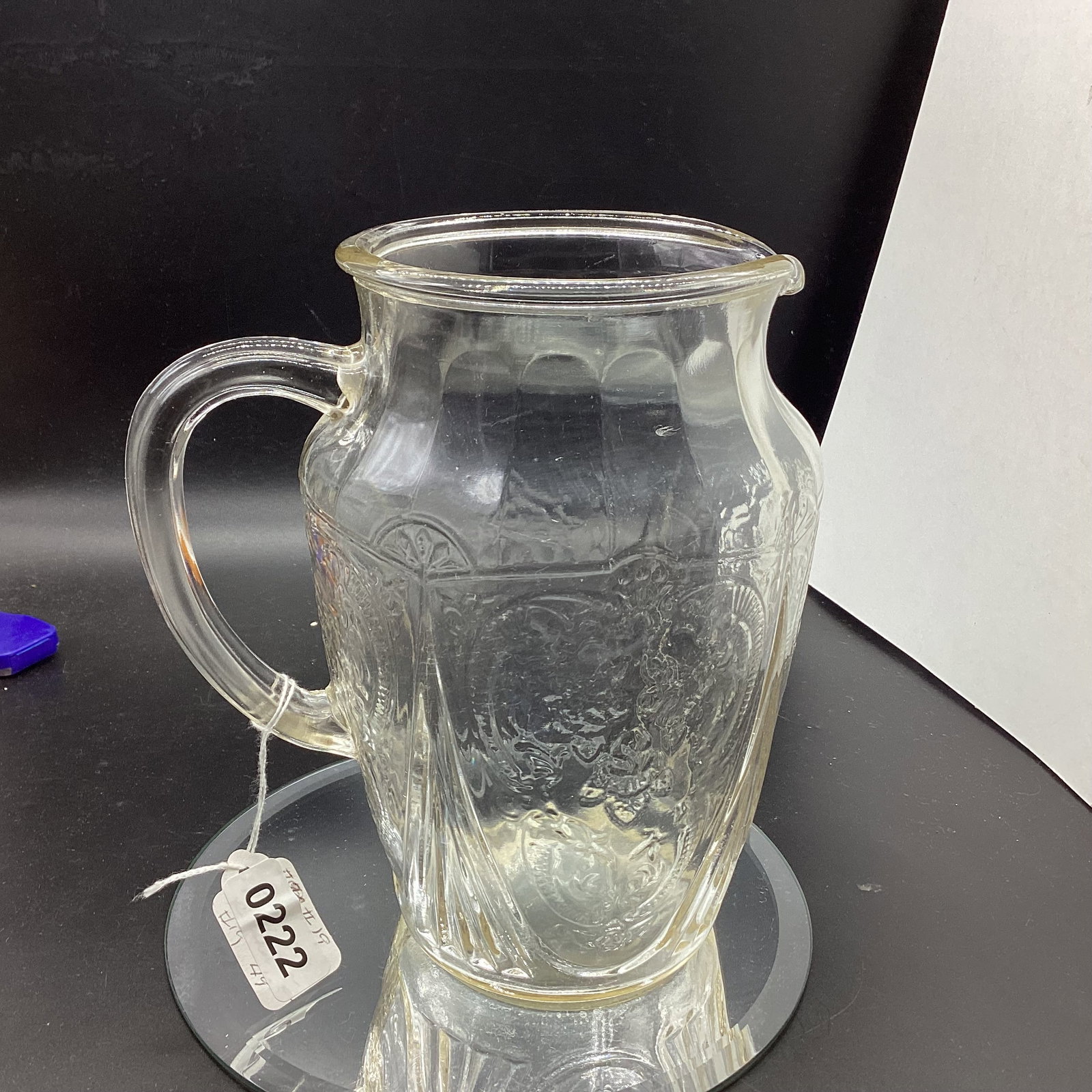 DEPRESSIOON ROYAL LACE PITCHER: 8 1/4" TALL GOOD SHAPE