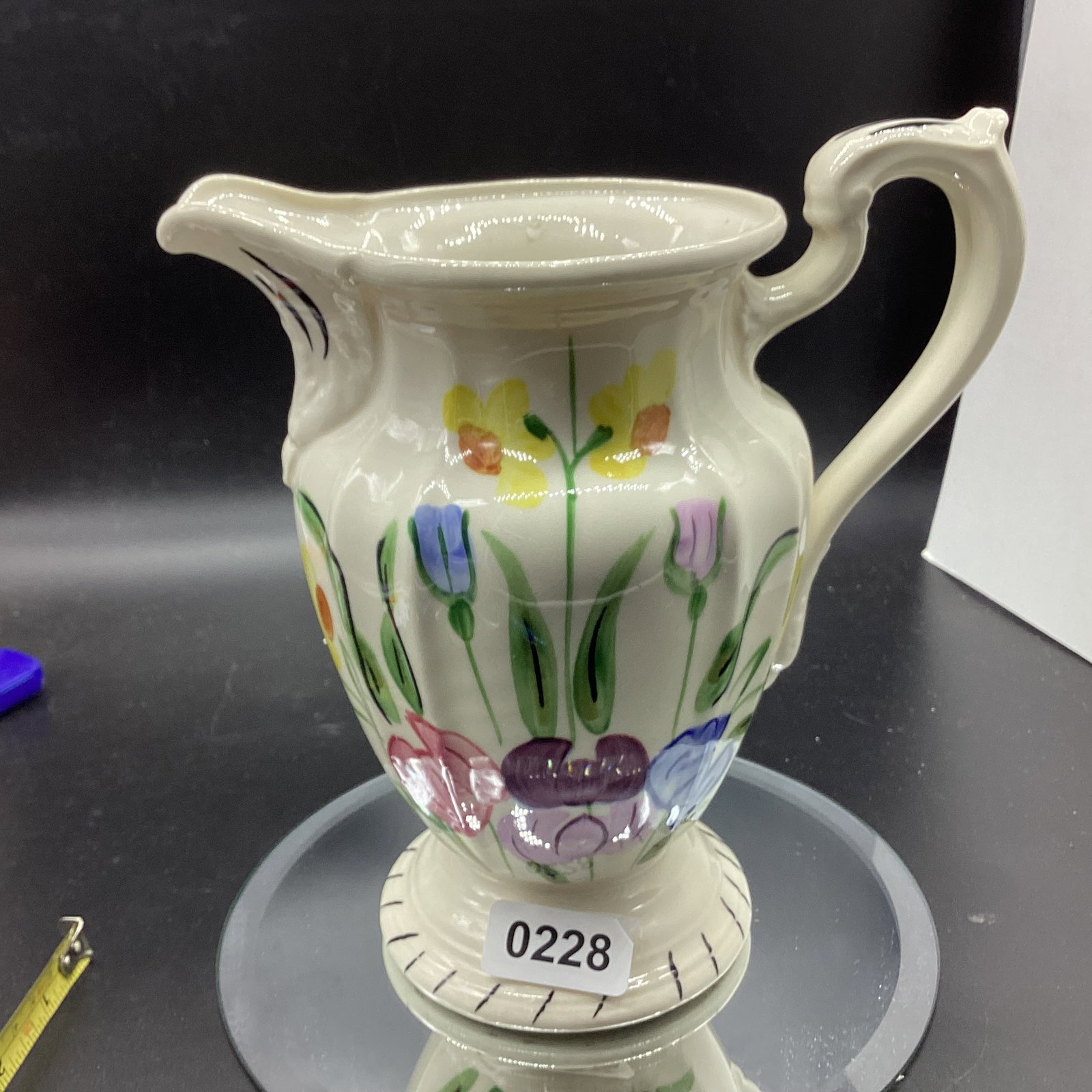 VINTAGE EASTER PARADE BLUE RIDGE POTTERY PITCHER: 8 1/2" TALL GOOD SHAPE