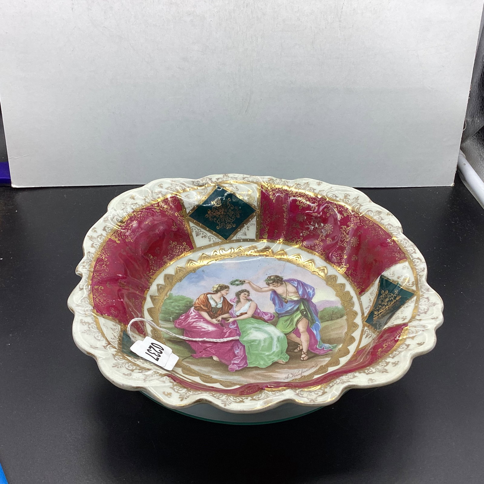 HAND PAINTED PORCELIAN BOWL AUSTRIA: 2 1/4 X 9 1/4 GOOD SHAPE