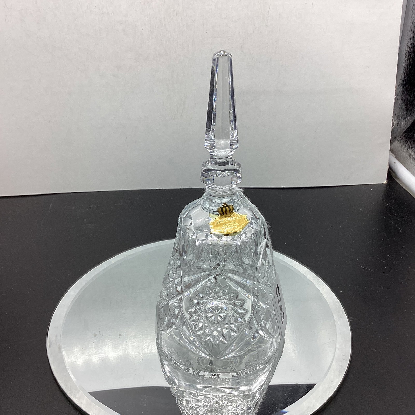 HAND CUT LEAD CRYSTAL BELL WEST GERMANY: 7 1/4" TALL GOOD SHAPE
