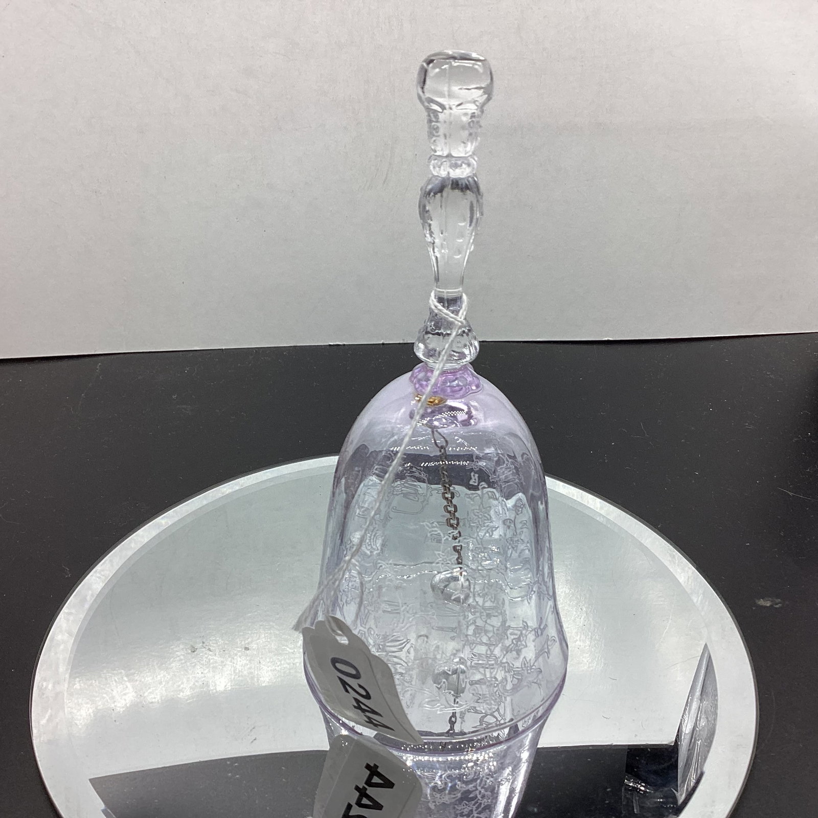 FOSTORIA NAVARE PATTERN AMETHYST BELL: 6 1/2" TALL GOOD SHAPE