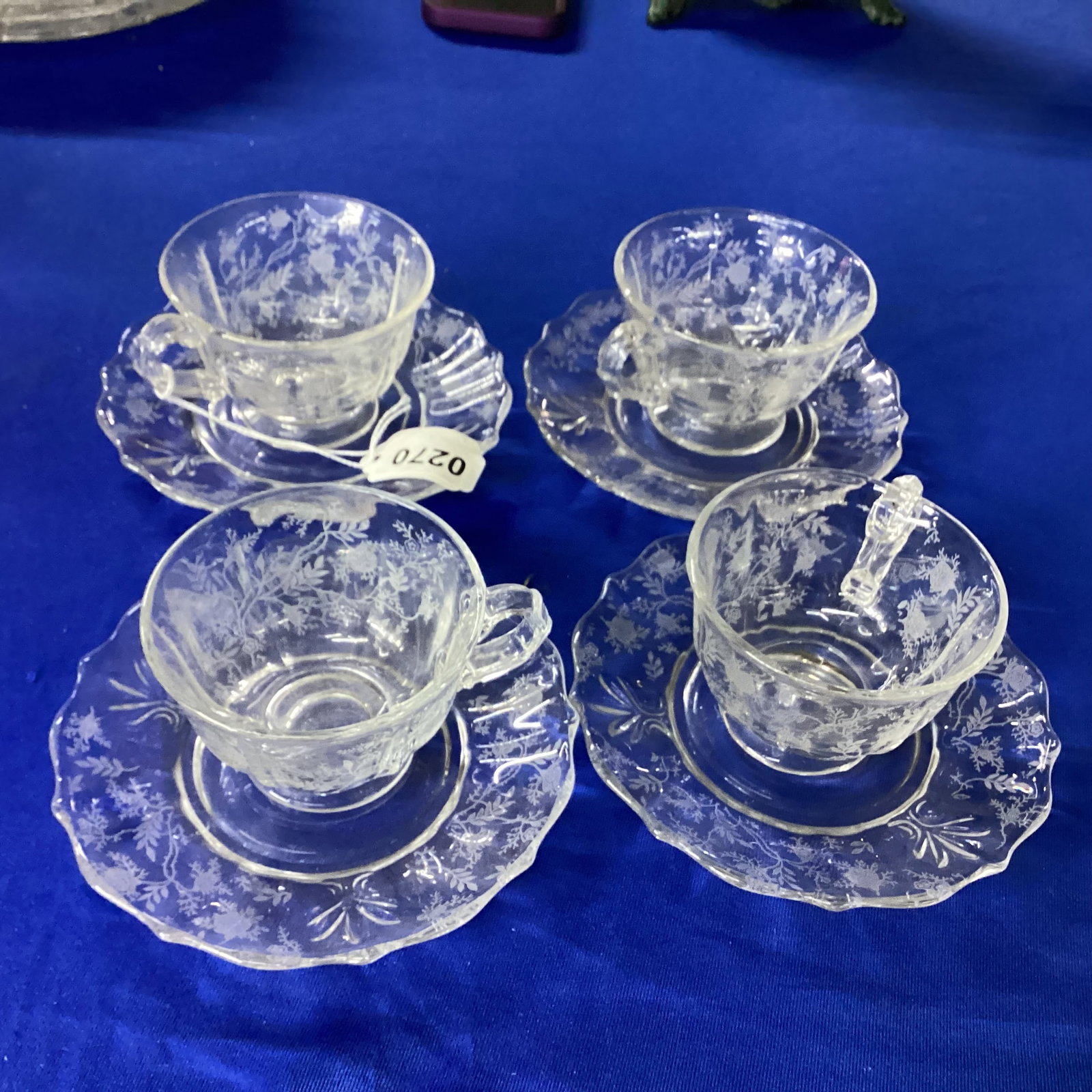 4 FOSTORIA CHINTZ CUP & SAUCERS (1 of 1)