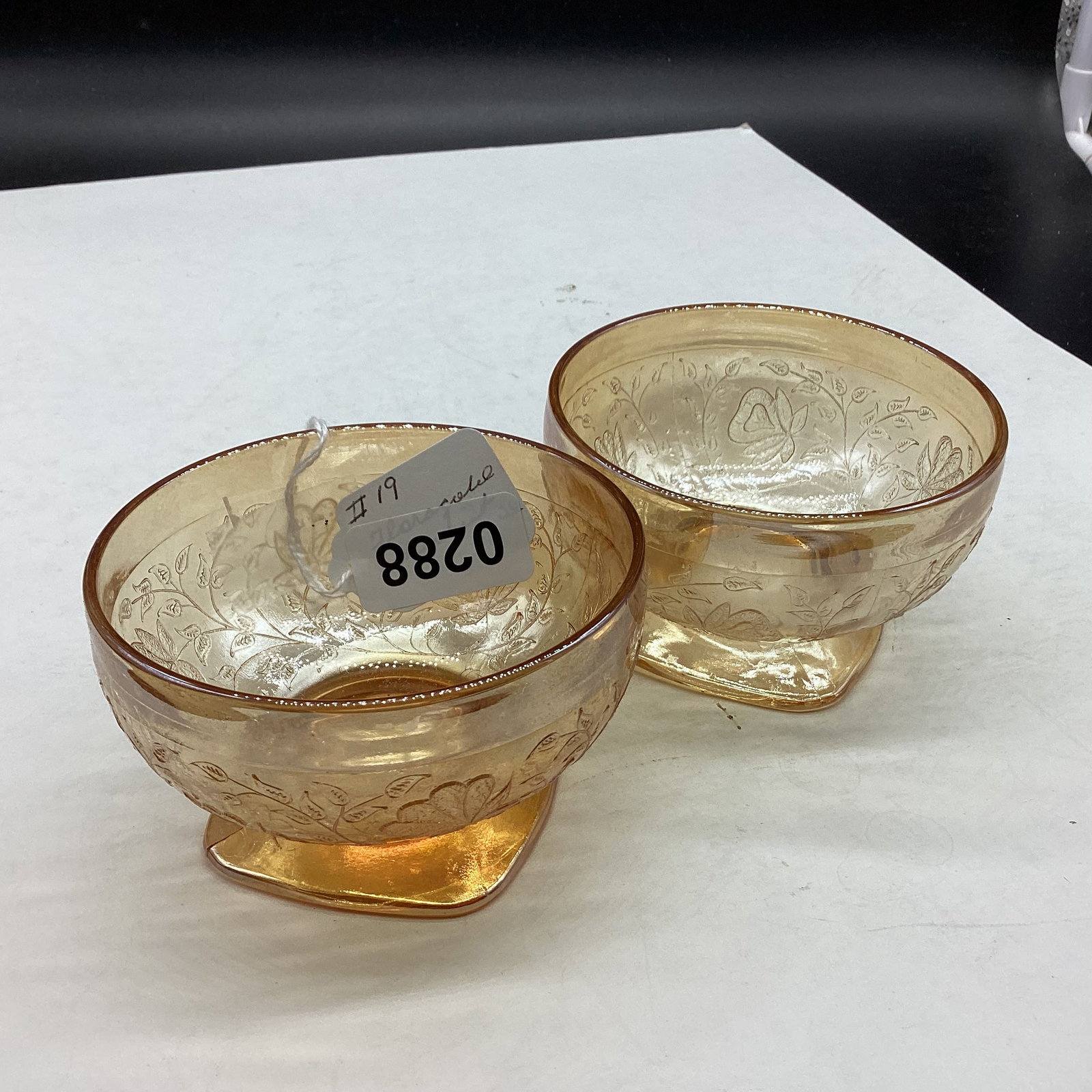 2 FLORAGOLD FOOTED SHERBERTS: 2 1/2" TALL GOOD SHAPE