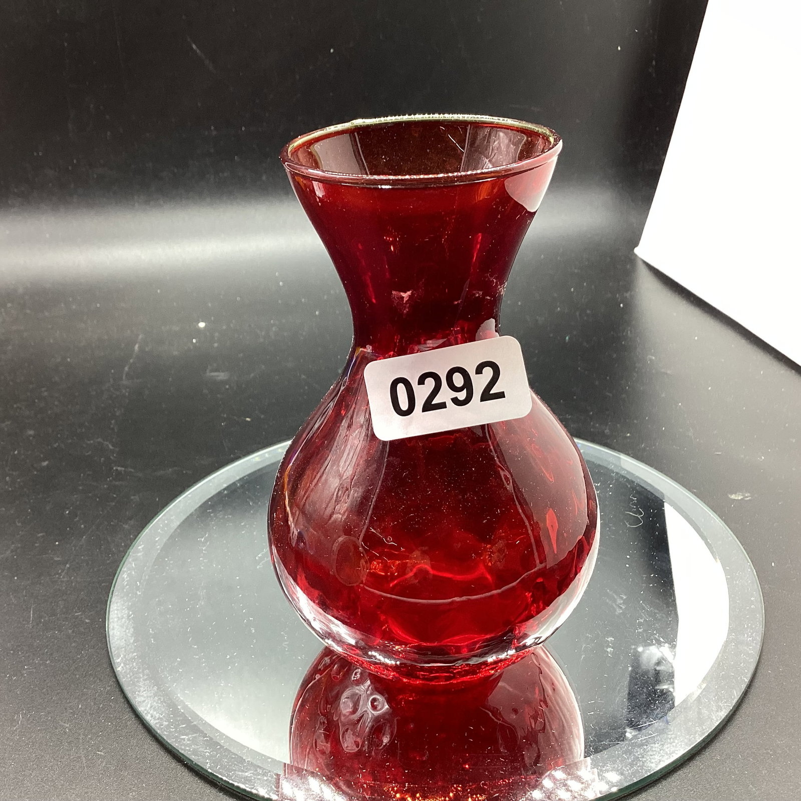 RUBY RED VASE: 5 1/2" TALL GOOD SHAPE