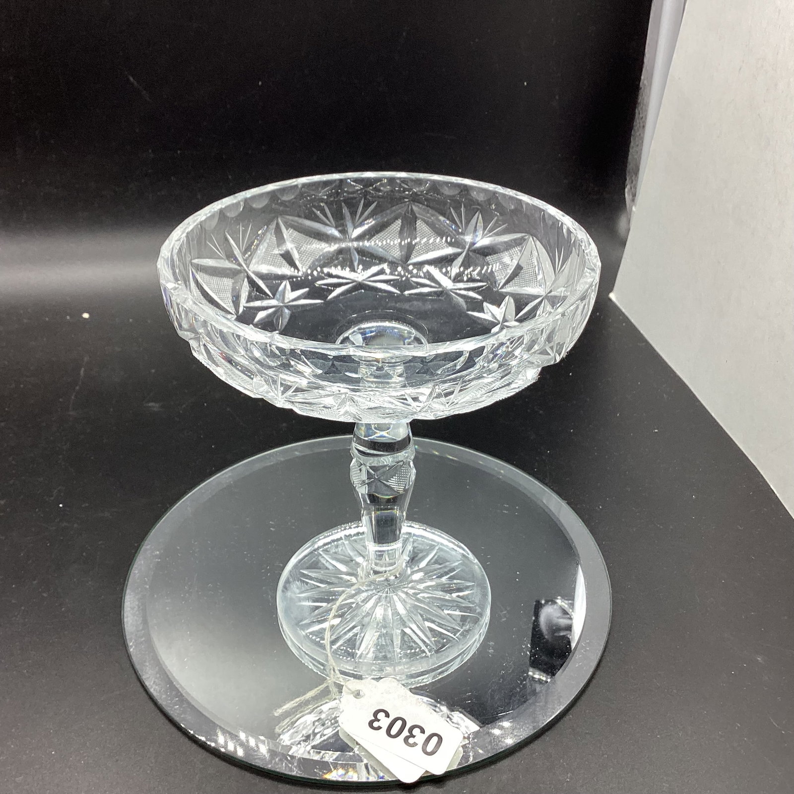 BRILLIANT CUT GLASS COMPOTE: 6" TALL X 5 1/2" WIDE GOOD SHAPE