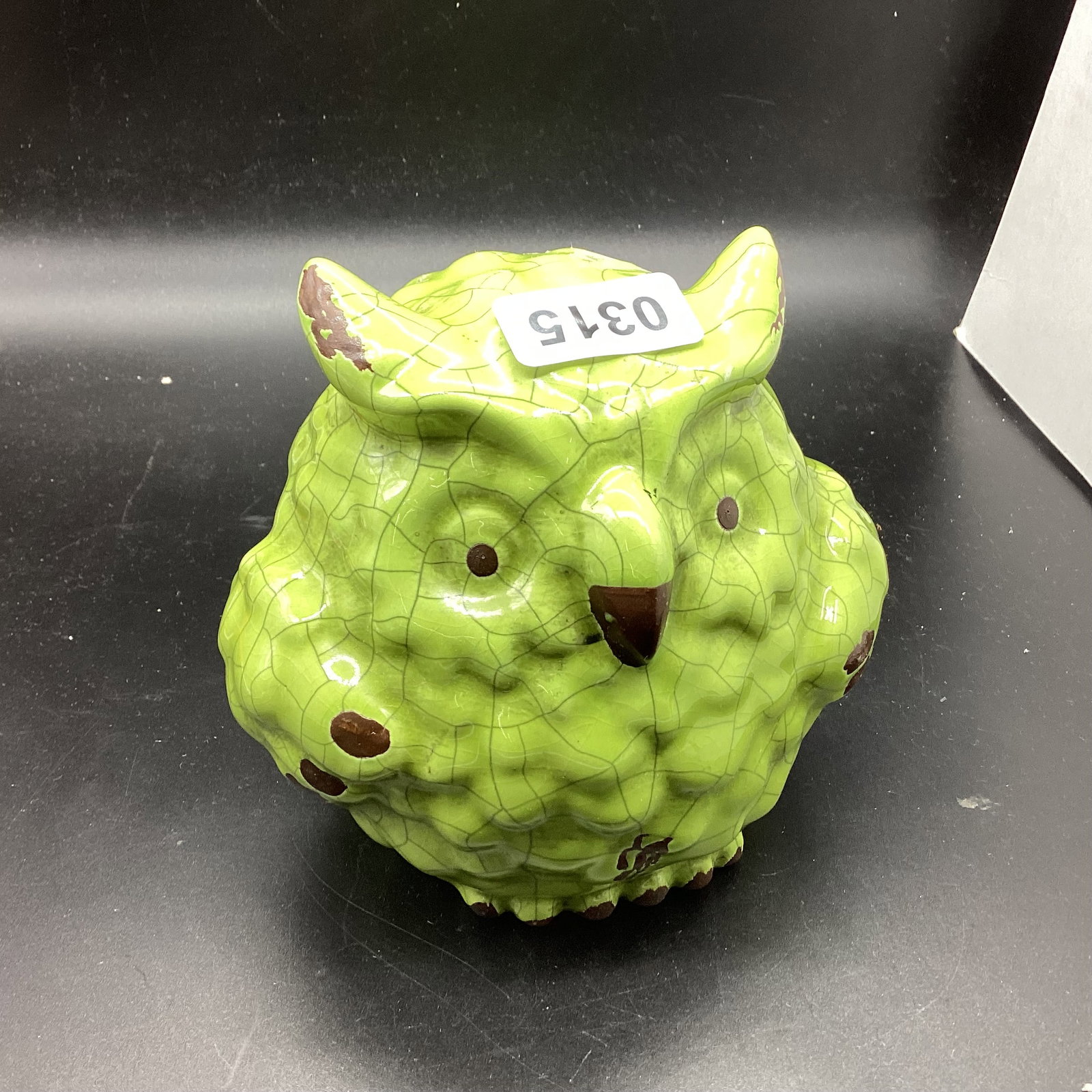 DÉCOR POTTERY OWL : 5 3/4 X 6 GOOD SHAPE