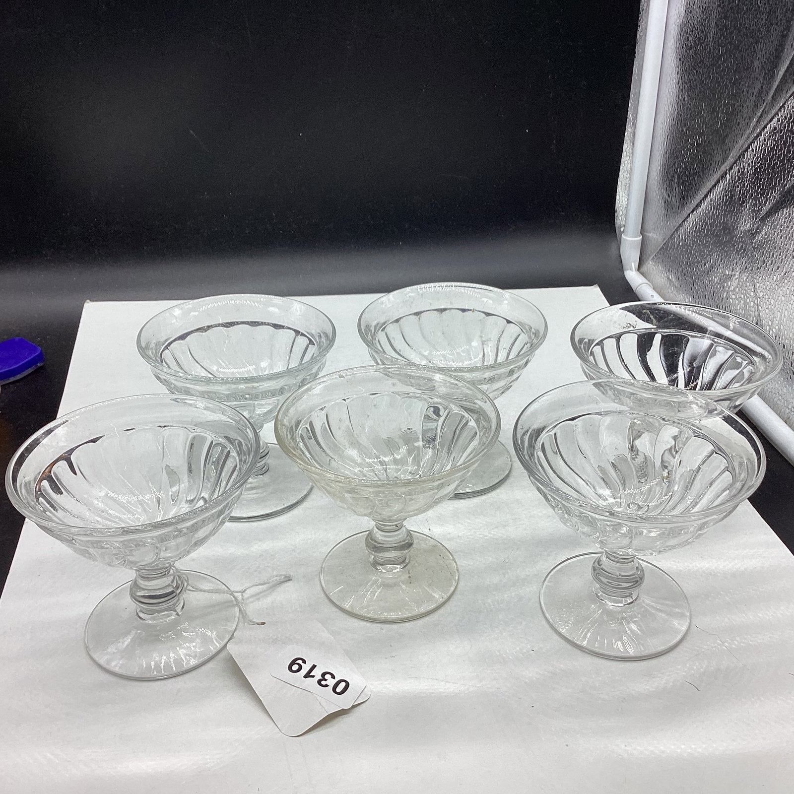 6 FOSTORIA COLONY SHERBERTS: 3 1/4" TALL GOOD SHAPE