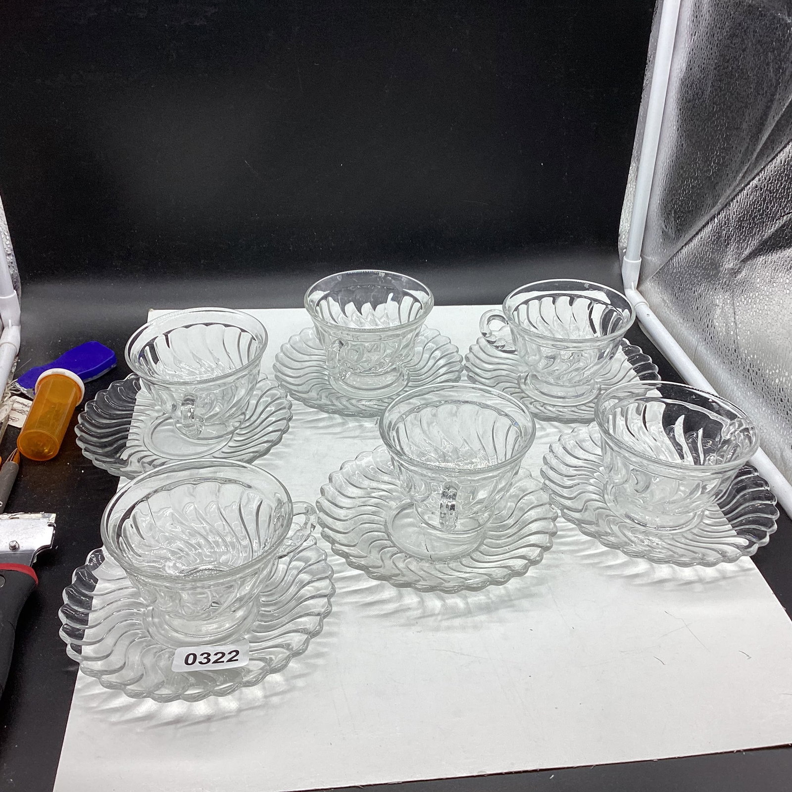 6 FOSTORIA COLONY CUP & SAUCERS: GOOD SHAPE