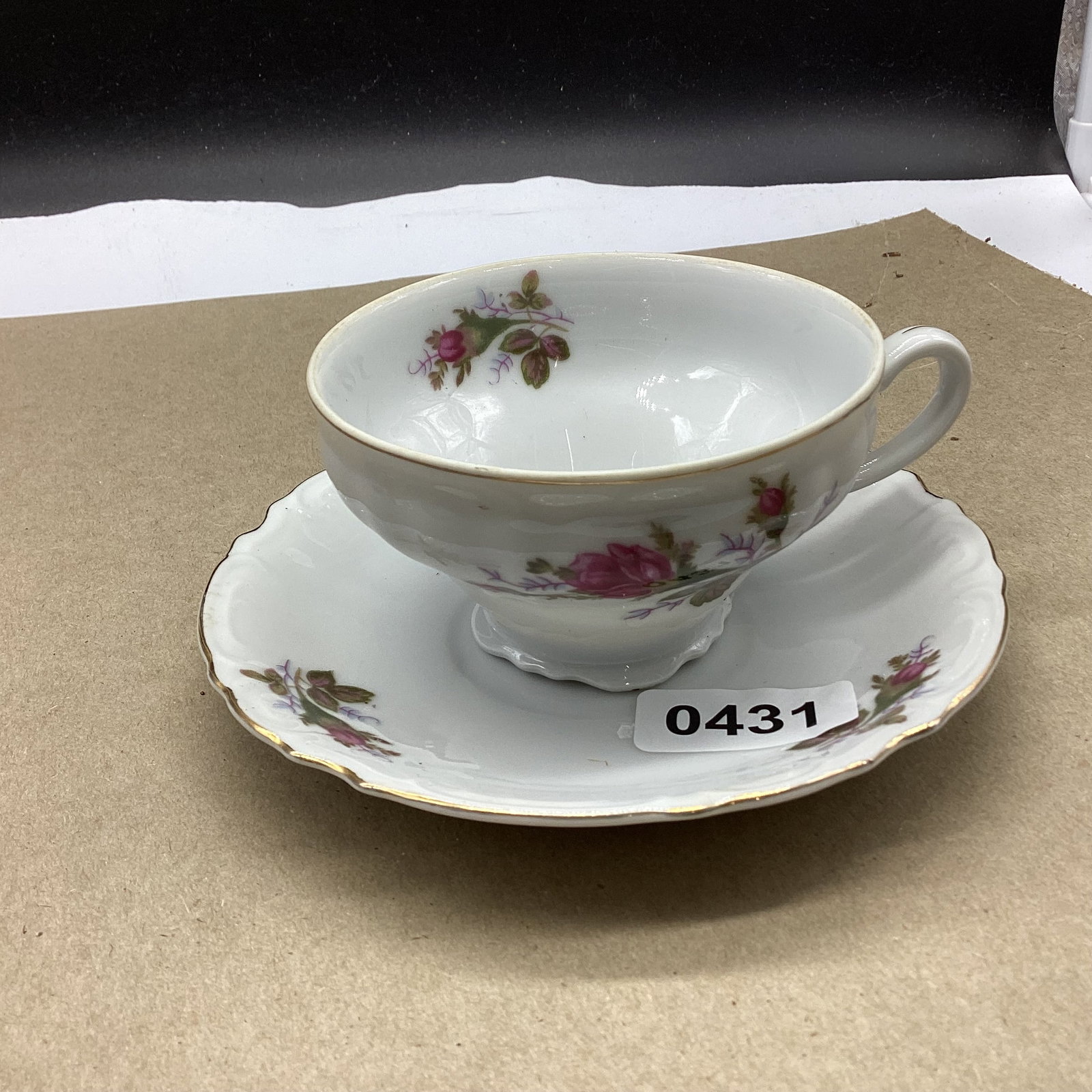 PORCELIAN MOSS ROSE CUP & SAUCER JAPAN: GOOD SHAPE