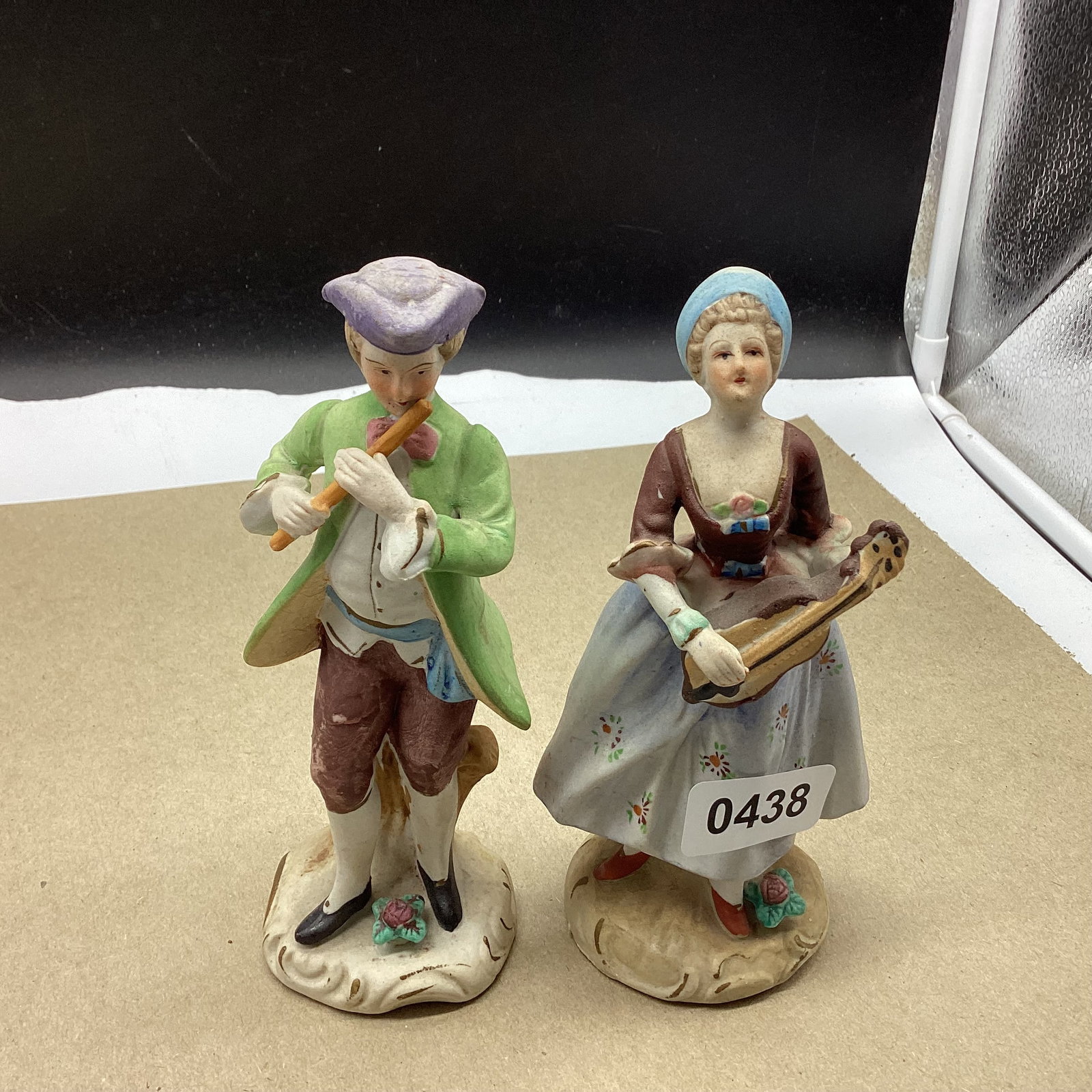 PAIR OF BISQUE OCCUPIED JAPAN FIGURINES: 6 3/4" TALL GOOD SHAPE