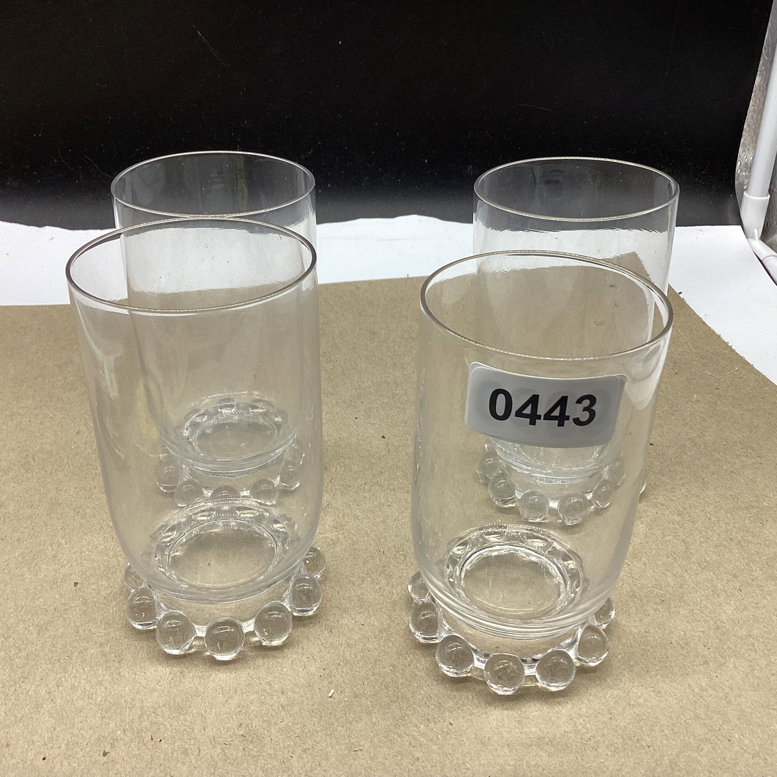 4 IMPERIAL CANDLEWICK TUMBLERS: 4 3/4" TALL GOOD SHAPE