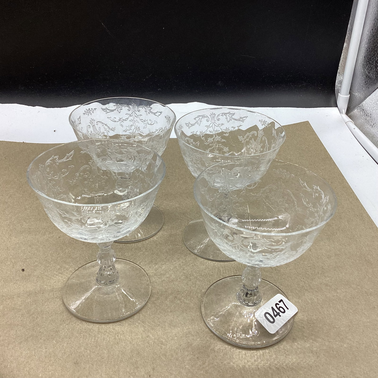 4 FOSTORIA NAVARE SHERBERTS: 4 3/8" TALL GOOD SHAPE