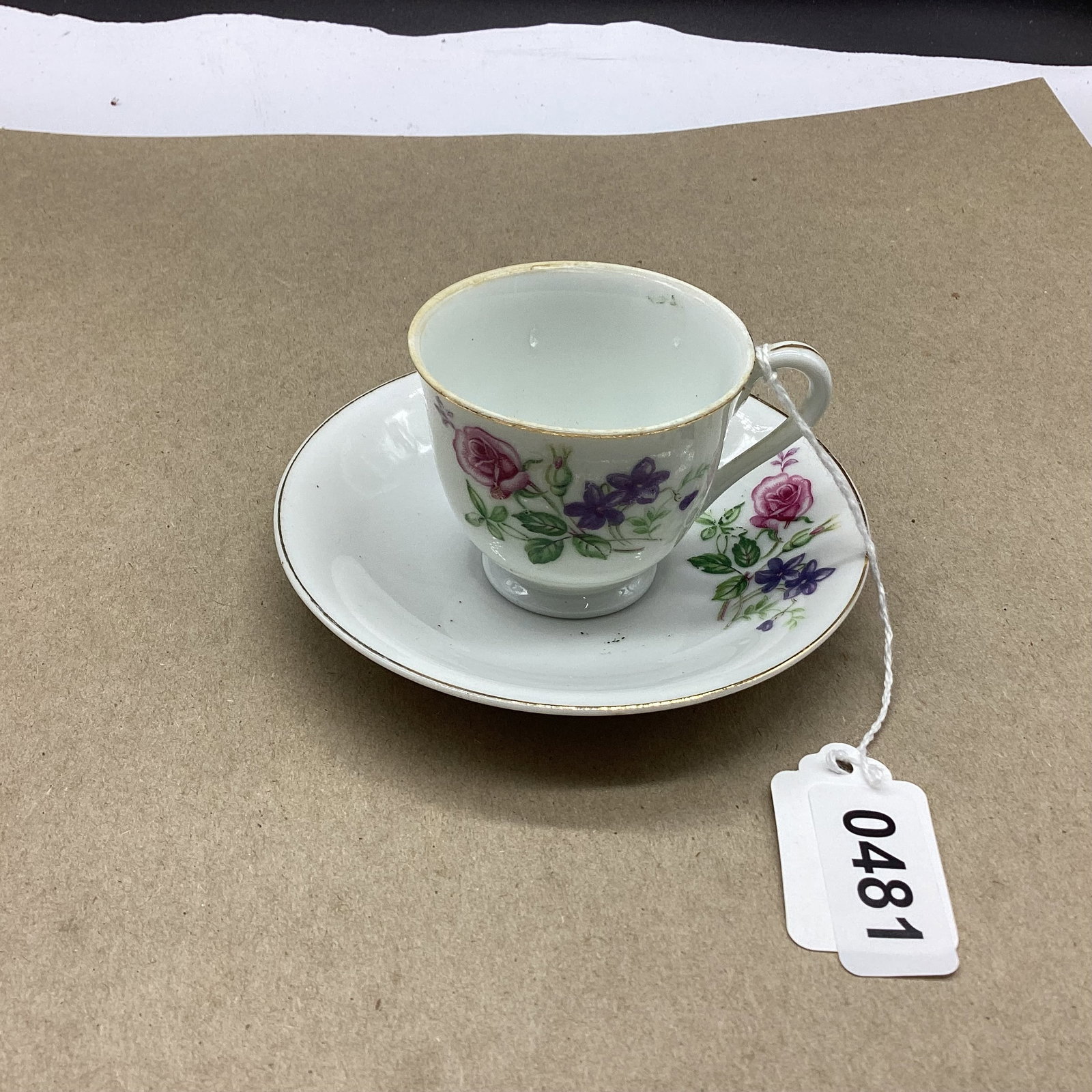 PORCELIAN DEMITASSIE CUP & SAUCER: GOOD SHAPE