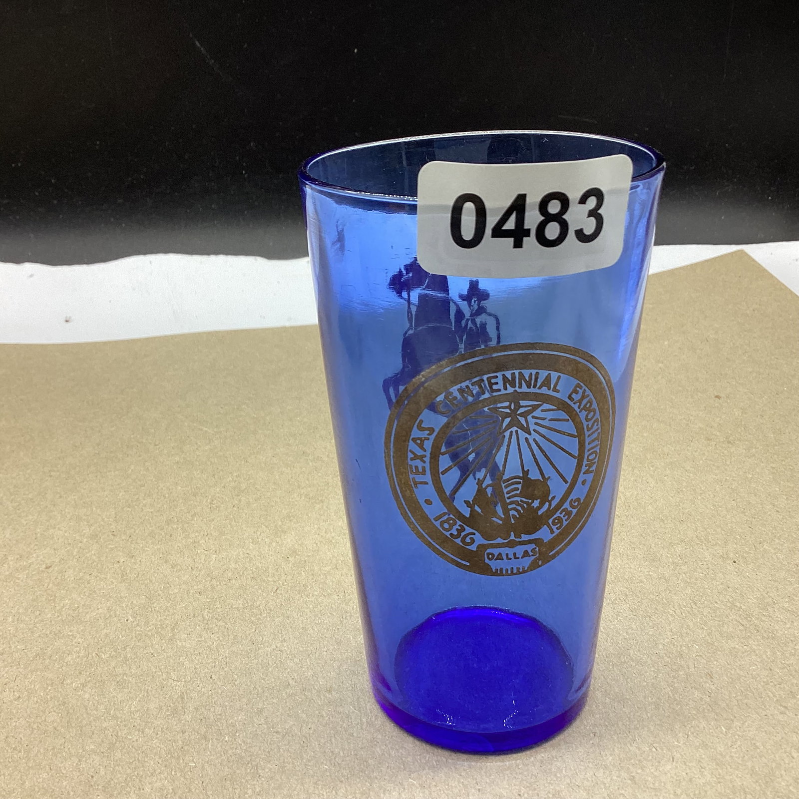 COBALT BLUE TEXAS 1936 CENTENIAL TUMBLER  (1 of 2)