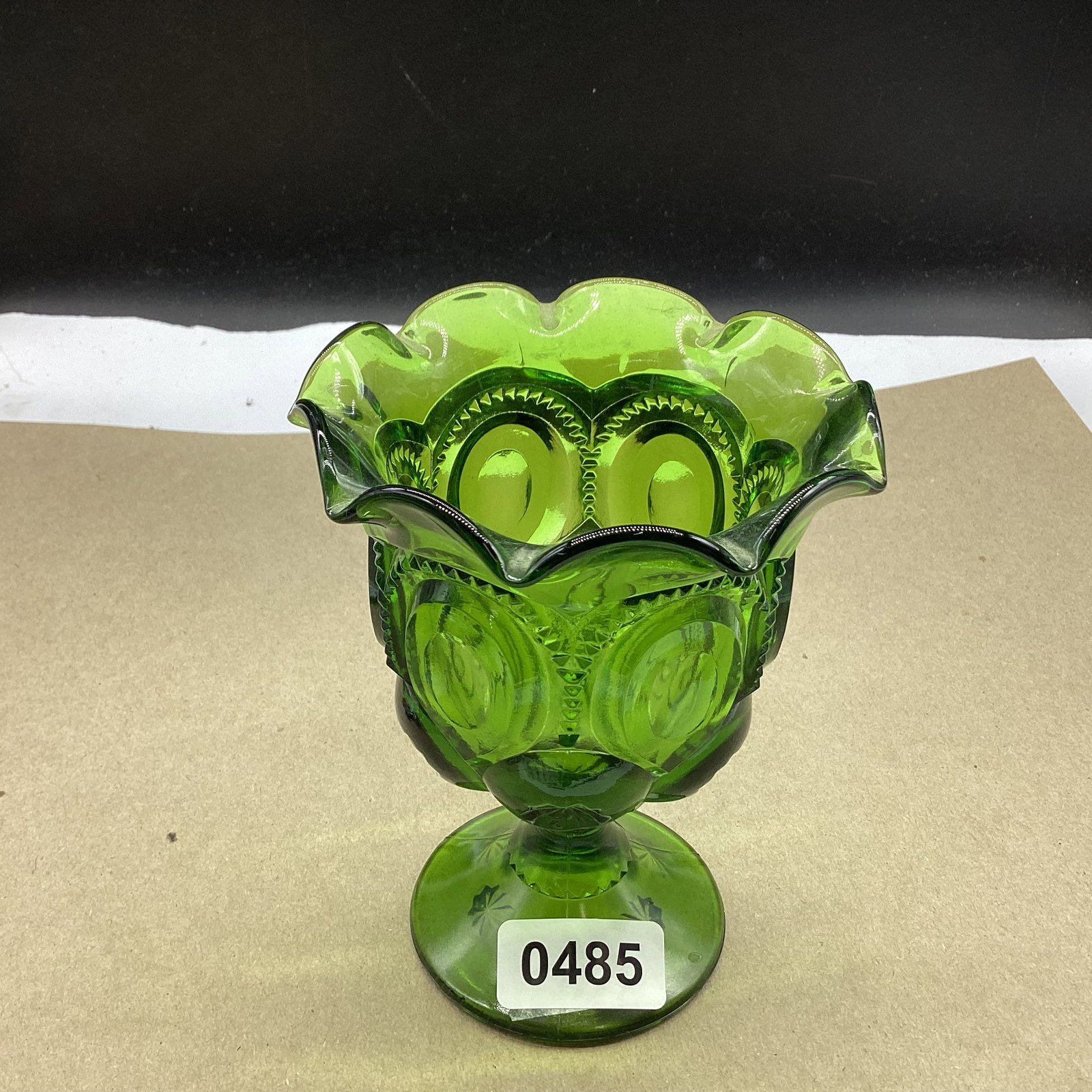 SMITHE GLASS MOON & STAR SPOONER: 5 1/2" TALL GOOD SHAPE
