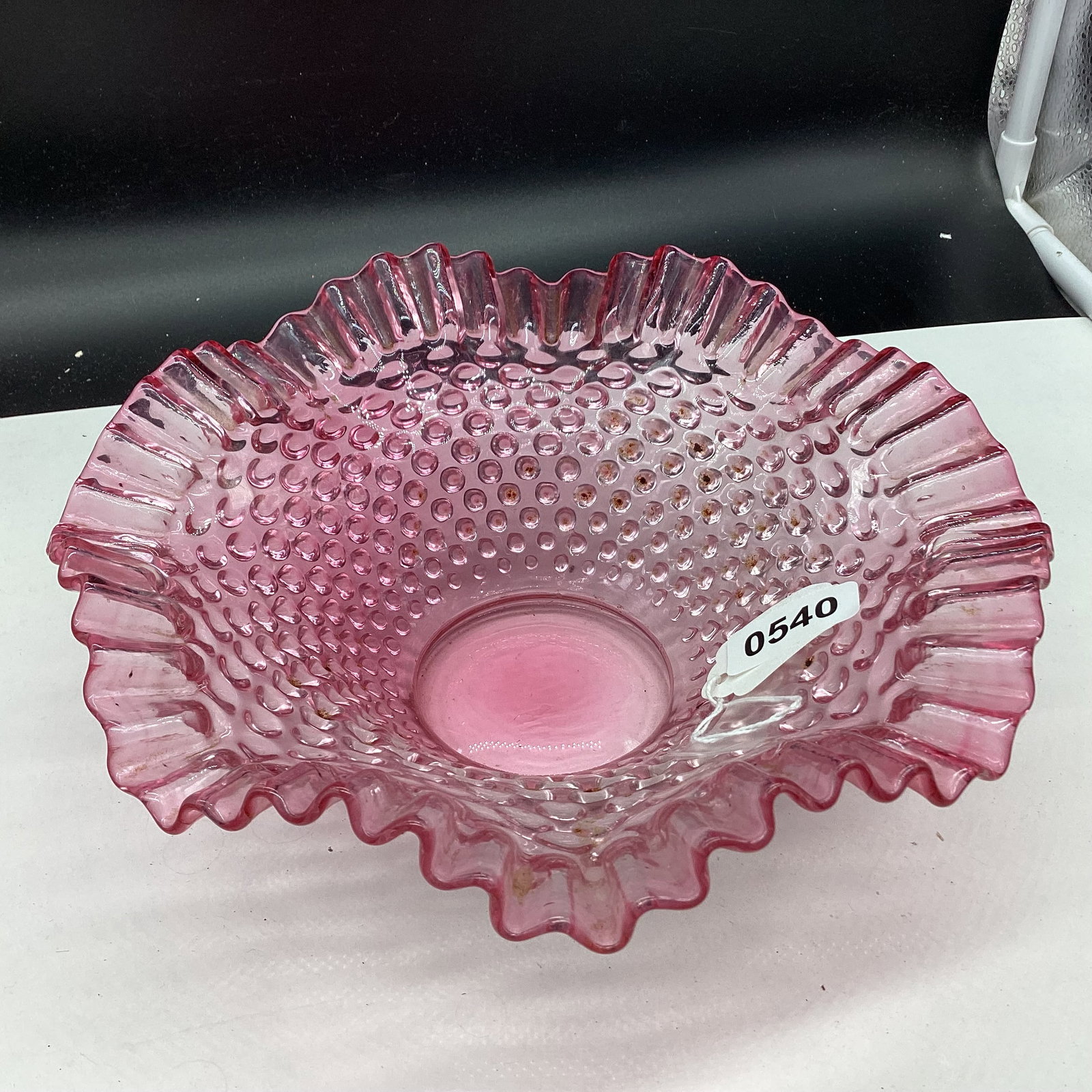 FENTON CRANBURRY OPALESCENT HOBNAIL BOWL (1 of 1)