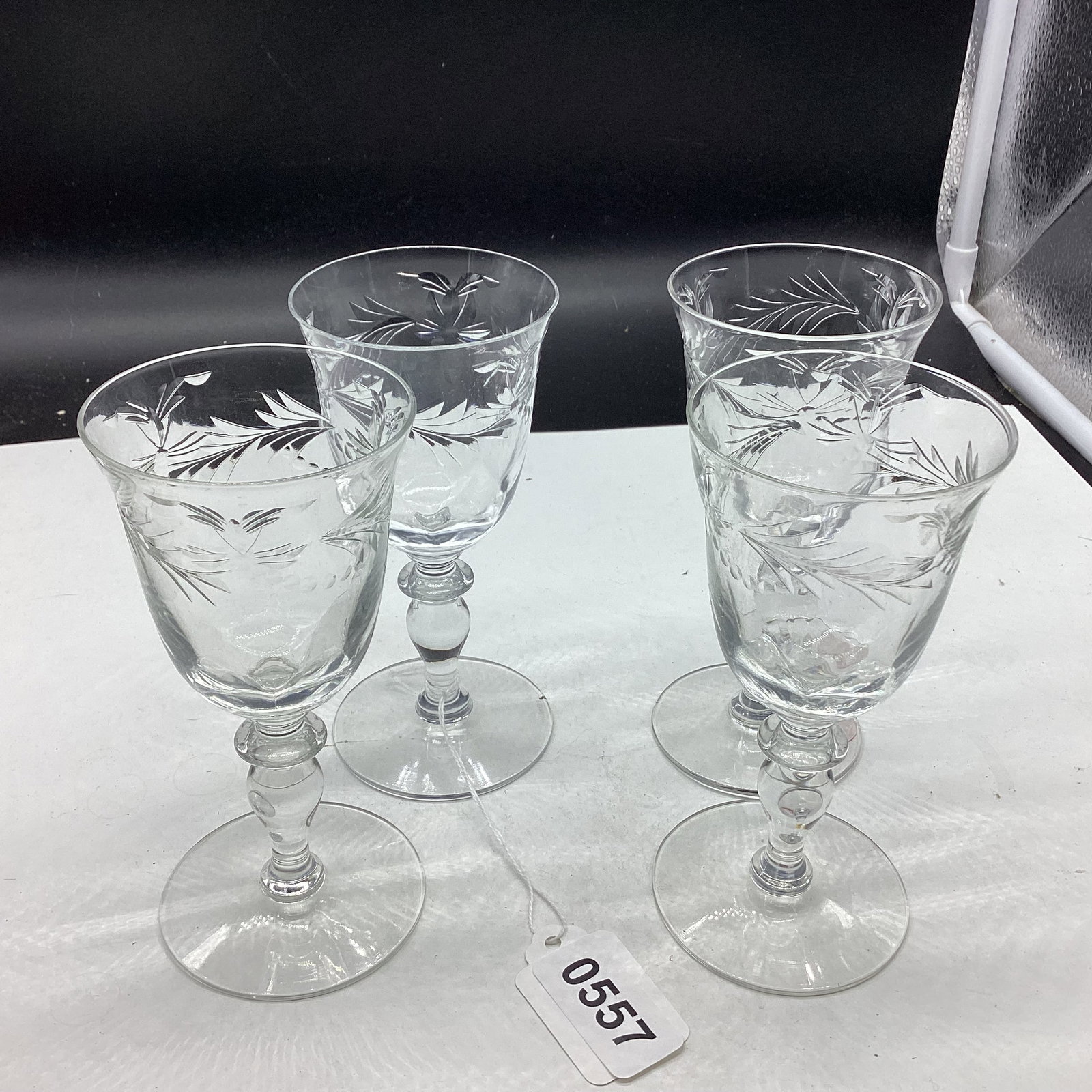 4 CUT GLASS CORDIALS SIGNED HAWKES (1 of 2)