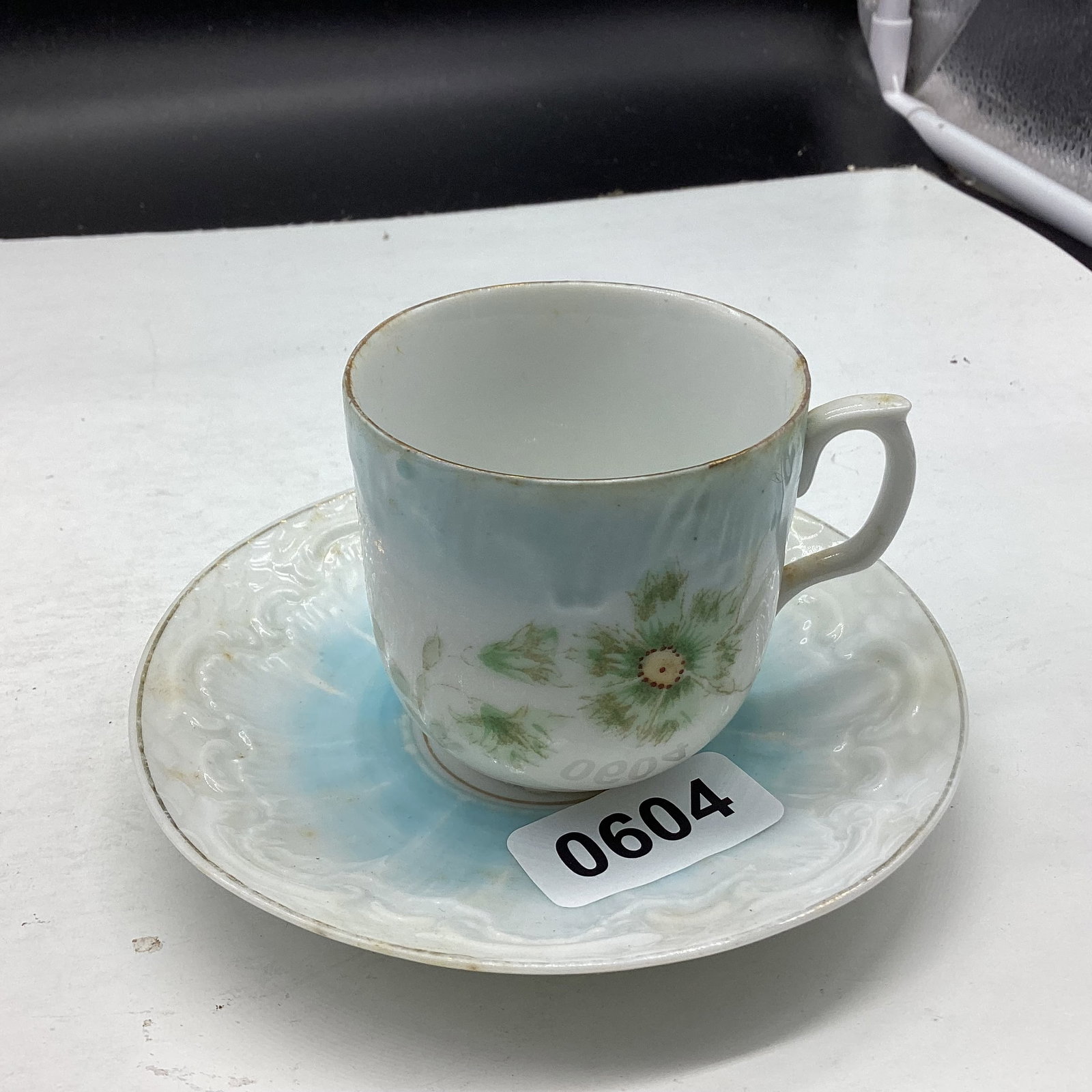 PORCELIAN DEMITASSIE CUP & SAUCER: GOOD SHAPE
