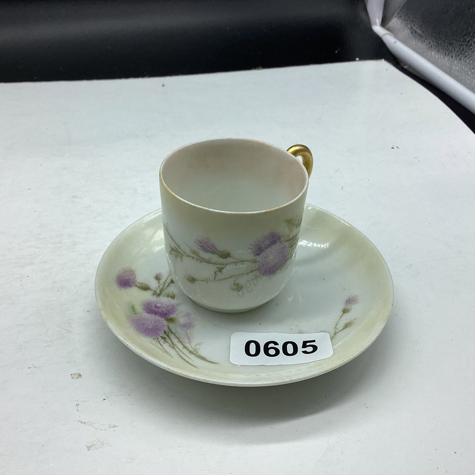 PORCELIAN DEMITASSIE CUP & SAUCER: GOOD SHAPE