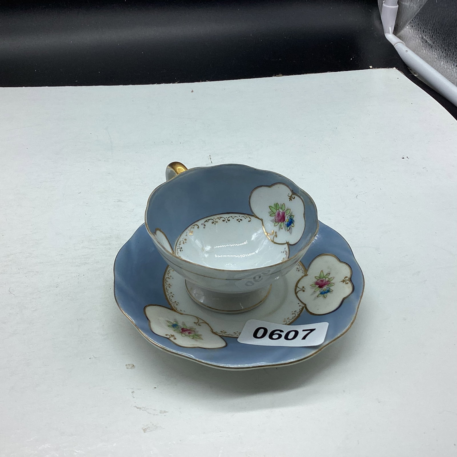 PORCELIAN DEMITASSIE CUP & SAUCER: GOOD SHAPE