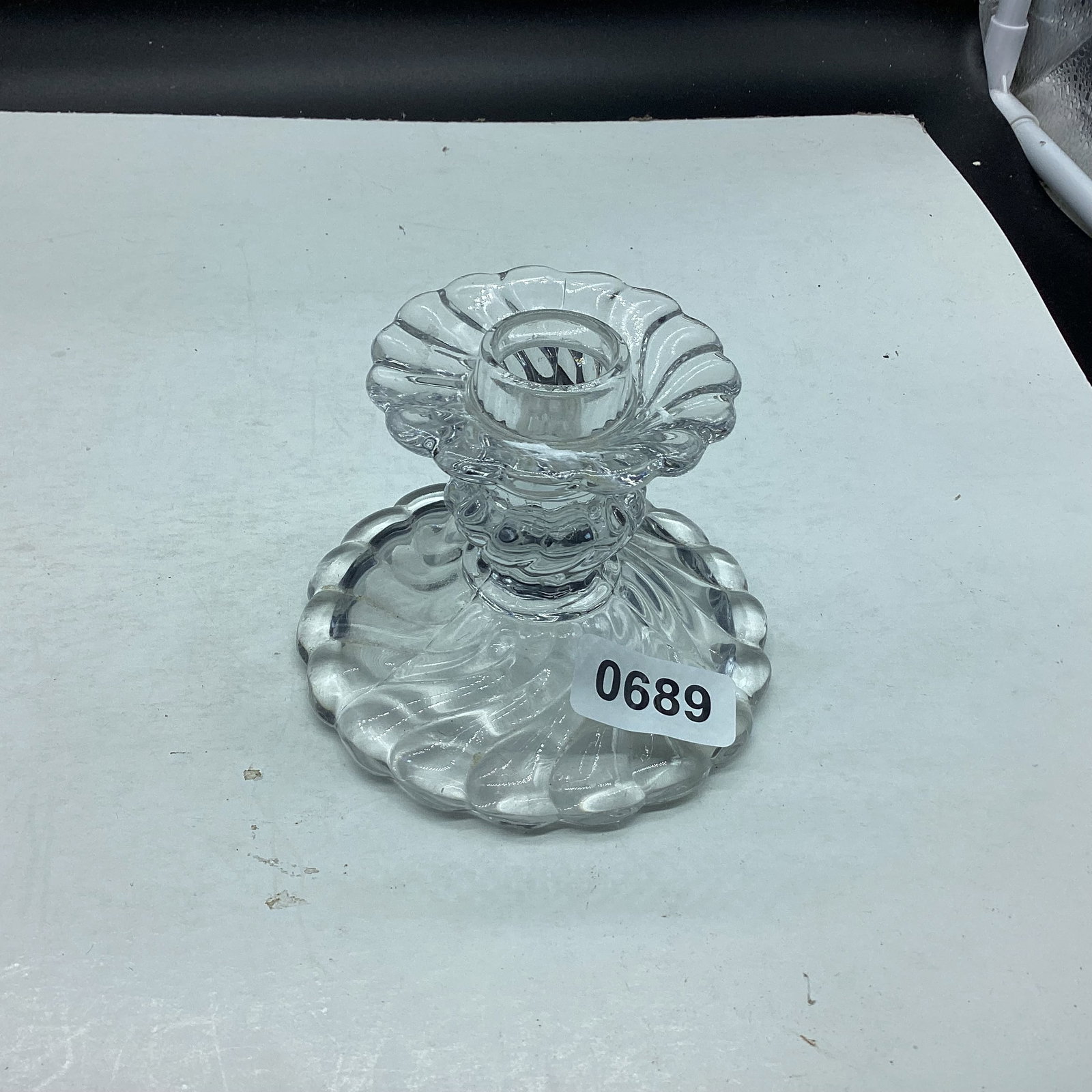 DEPRESSION COLONY CANDLESTICK: 3 1/2" TALL GOOD SHAPE