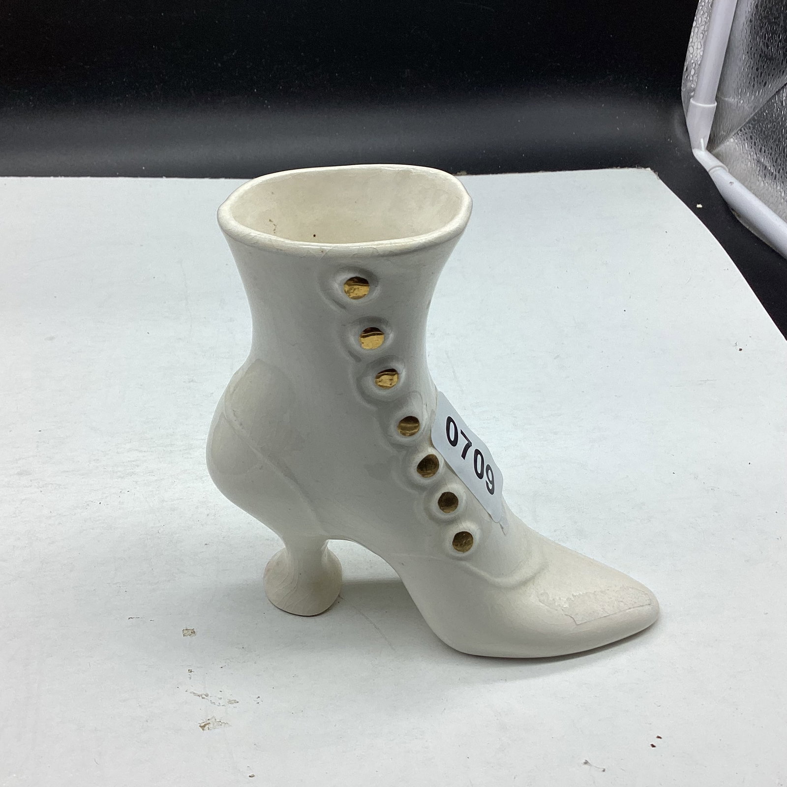 PORCELIAN MINI BOOT VASE: GOOD SHAPE