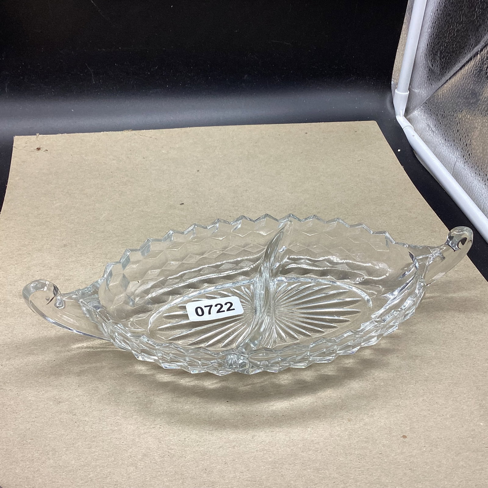 ANERICAN FOSTORIA RELISH DISH: 5 1/4 X 12 GOOD SHAPE
