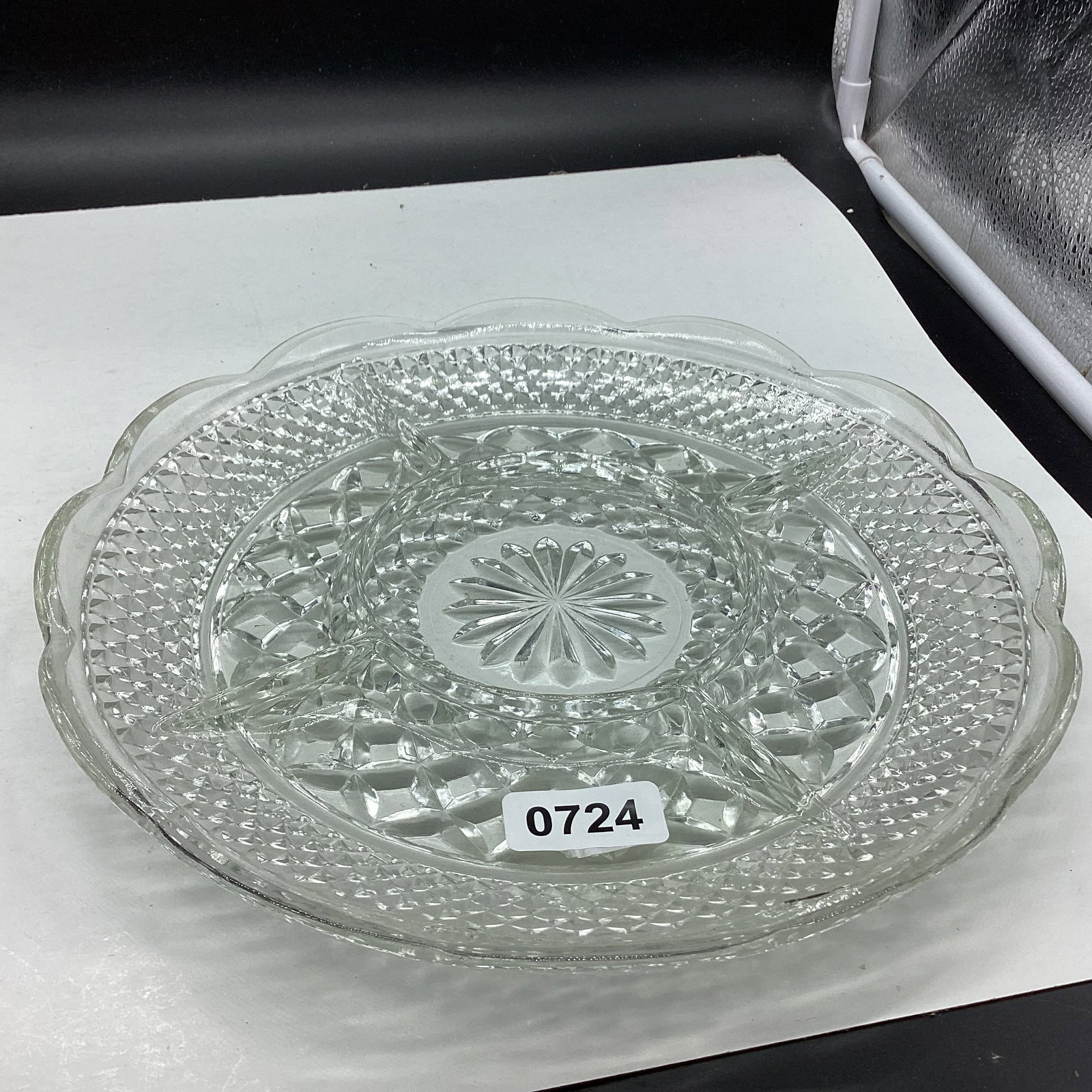 WEXFORD 5 PART RELISH DISH: 10 3/4" WIDE GOOD SHAPE