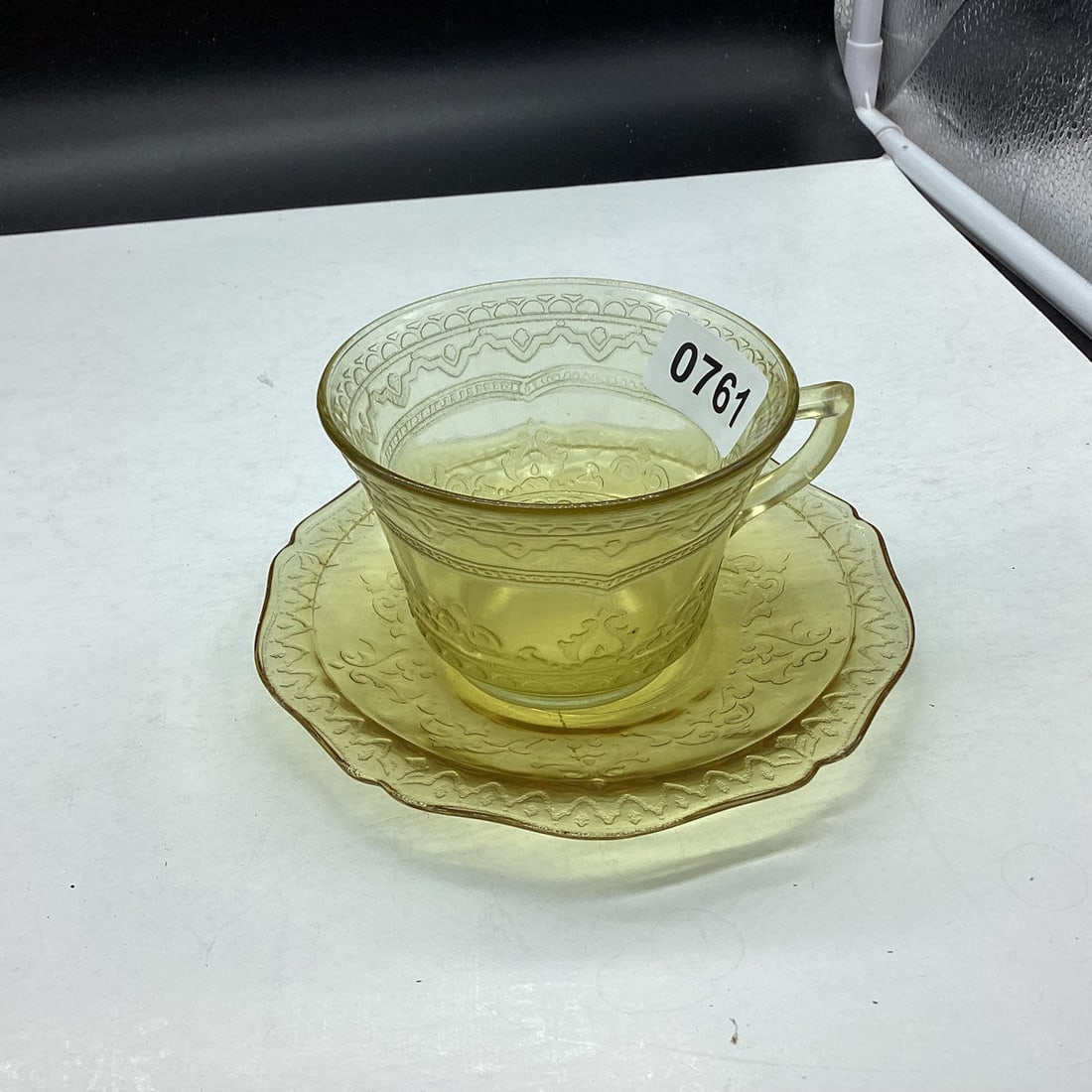 DEPRESSION PATRICIAN OR SPOKE CUP & SAUCER: GOOD SHAPE
