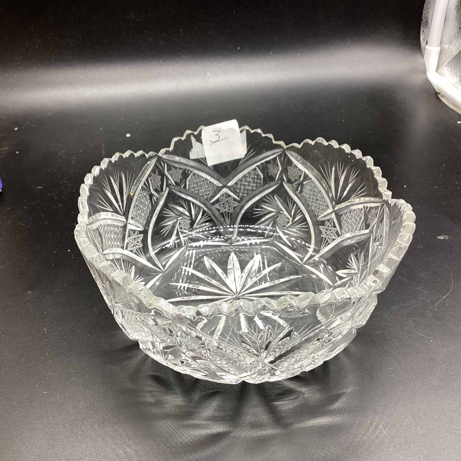 PRESSED GLASS BOWL: 3" X 7" GOOD SHAPE