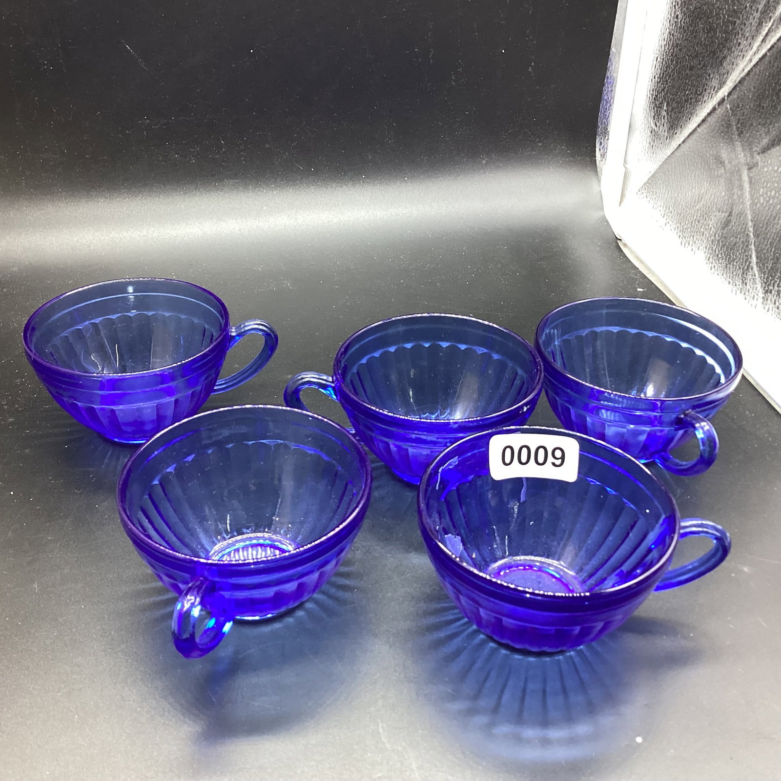 5 DEPRESSION BLUE AUROA CUPS: GOOD SHAPE
