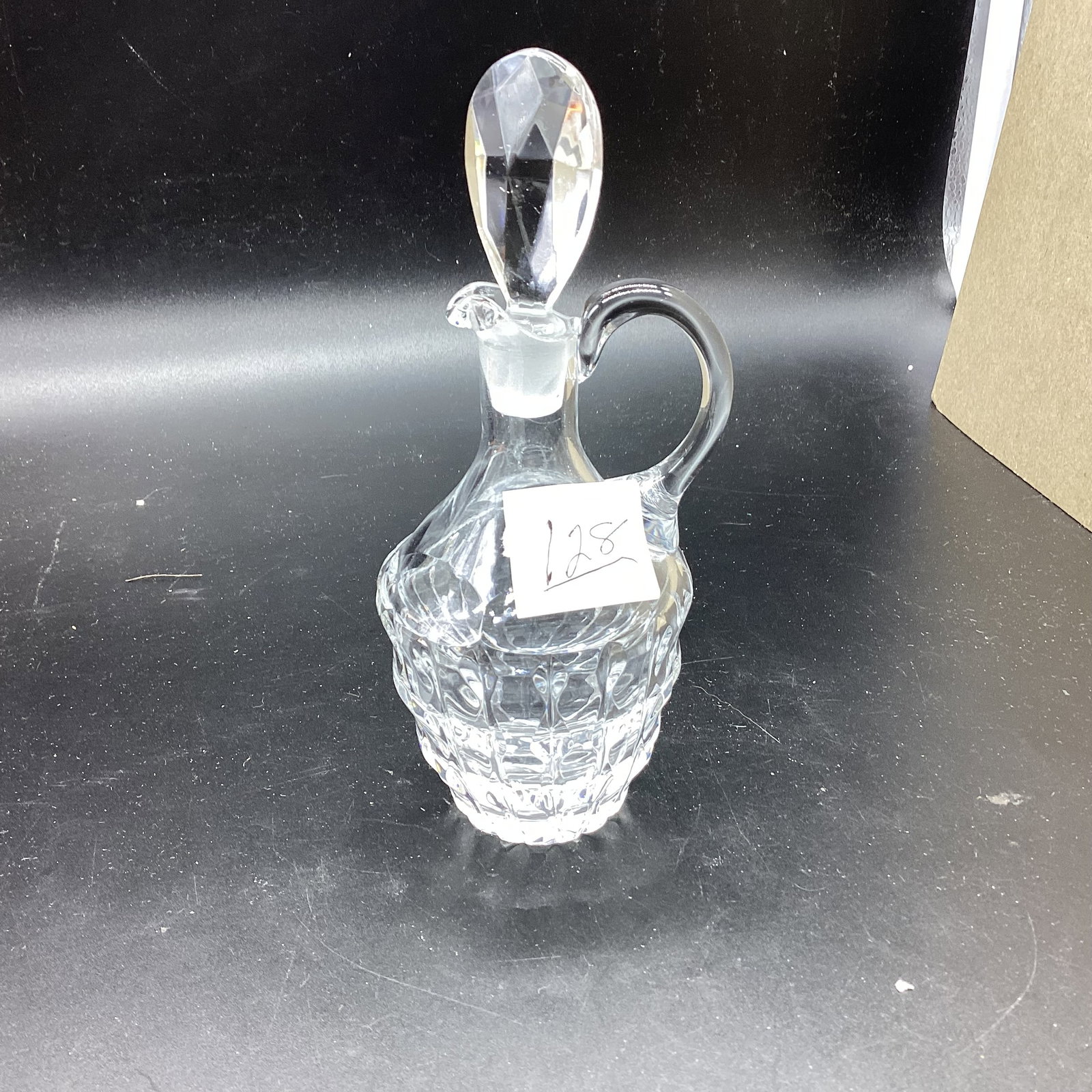 VINTAGE CRYSTAL CRUIET: 6 3/4" TALL GOOD SHAPE