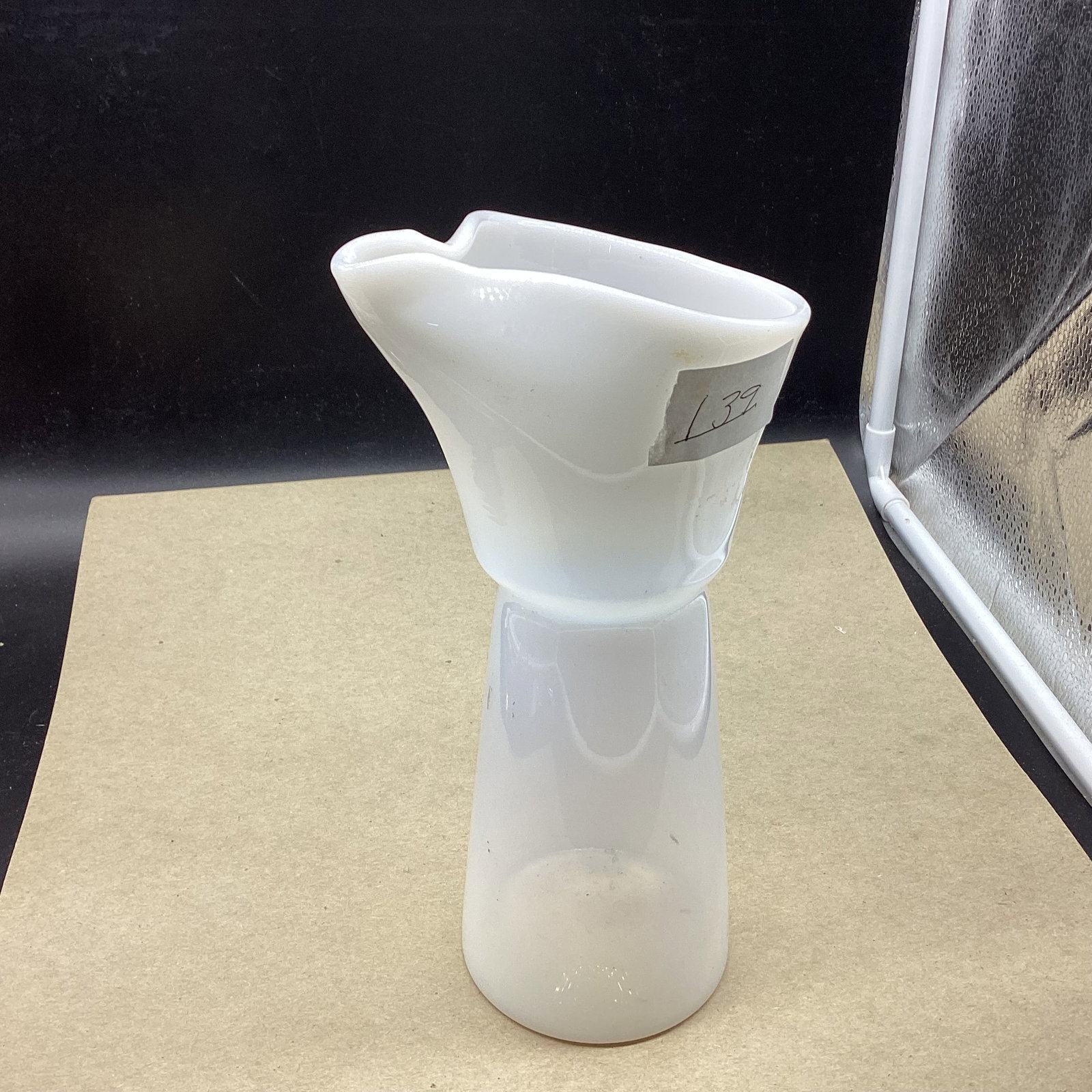 VINTAGE OPAL GLASS PITCHER: 9 1/2" TALL GOOD SHAPE