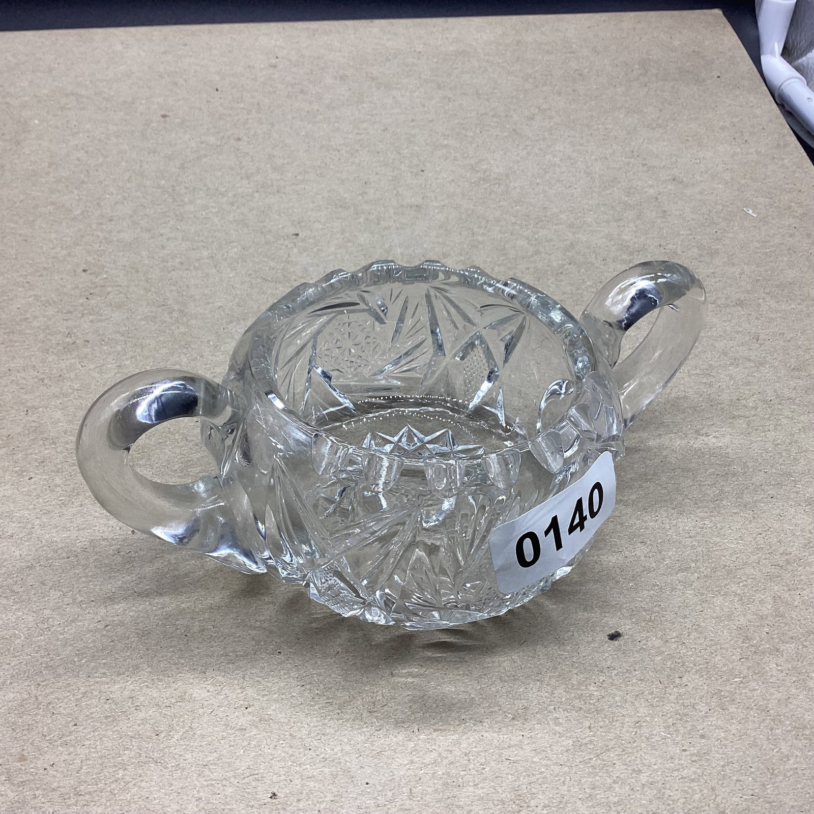 CUT GLASS PINWHEEL SUGAR BOWL: GOOD SHAPE