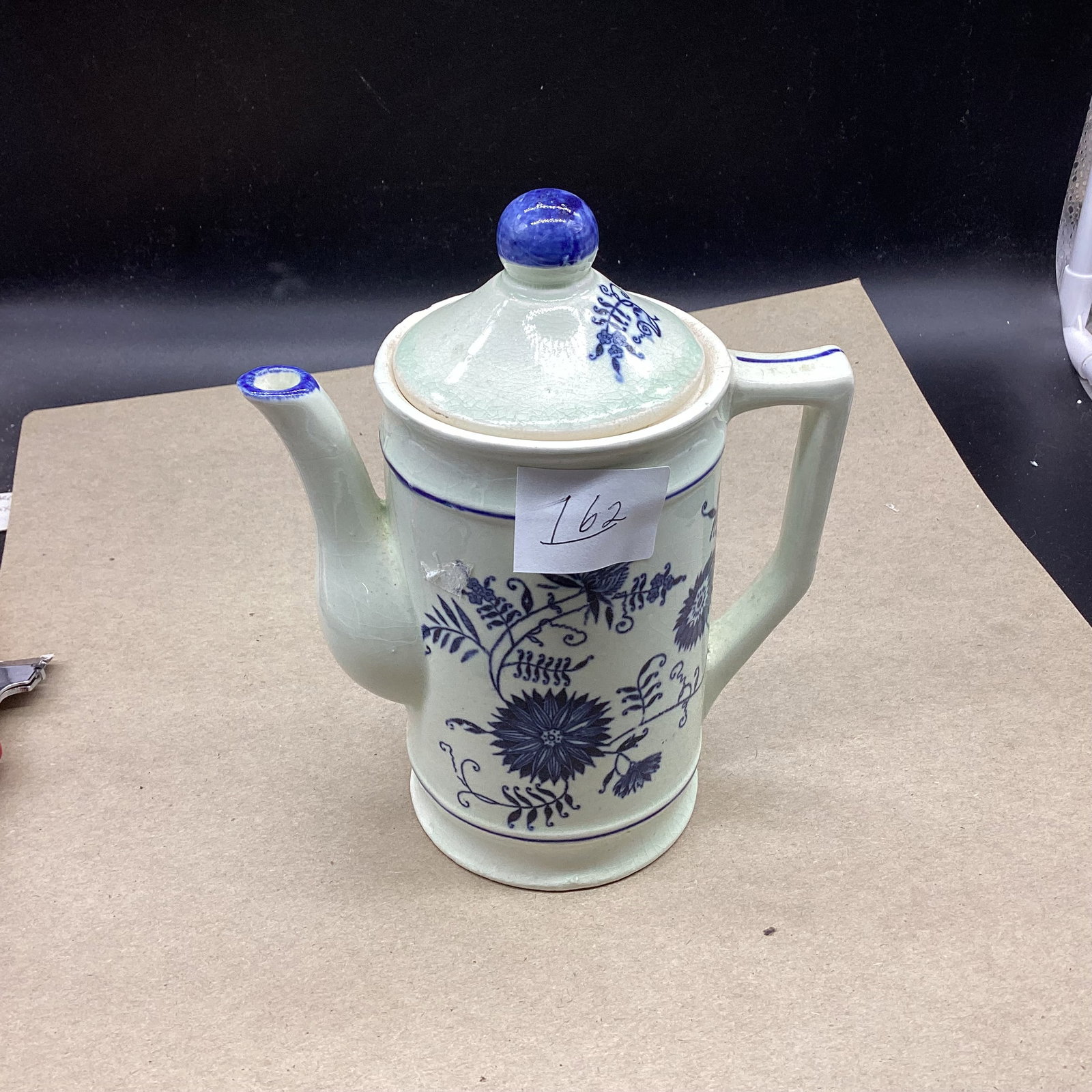 BLUE ONION TEA POT : TINY NICK 7" TALL