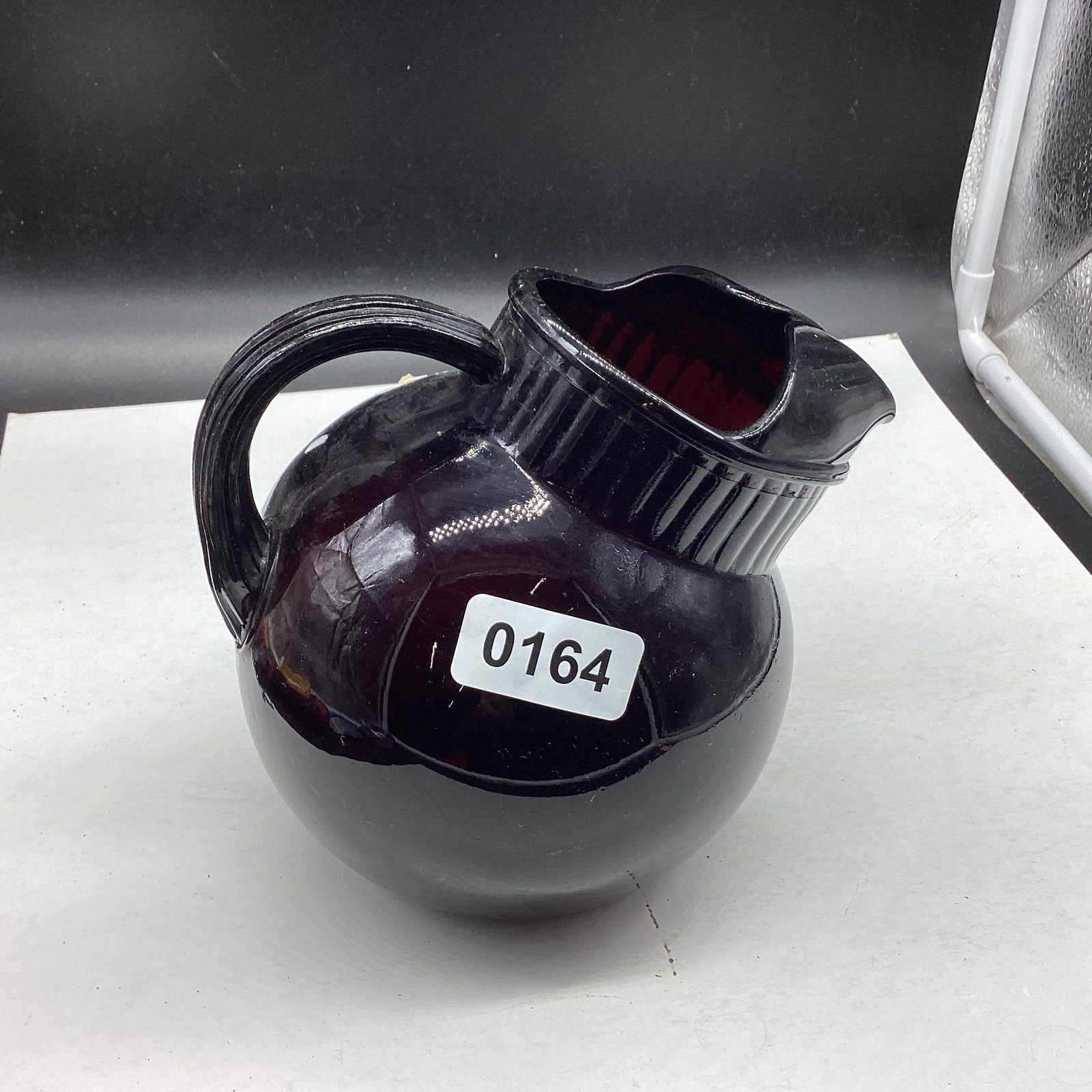 DEPRESSION ROYAL RUBY JUICE PITCHER: 5 1/2" TALL GOOD SHAPE