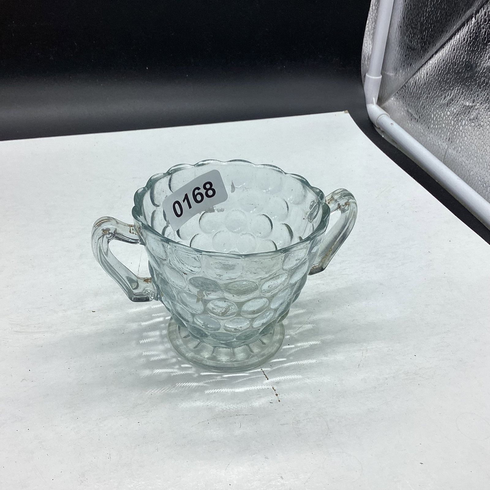 DEPRESSION BLUE BUBBLE SUGAR BOWL: GOOD SHAPE