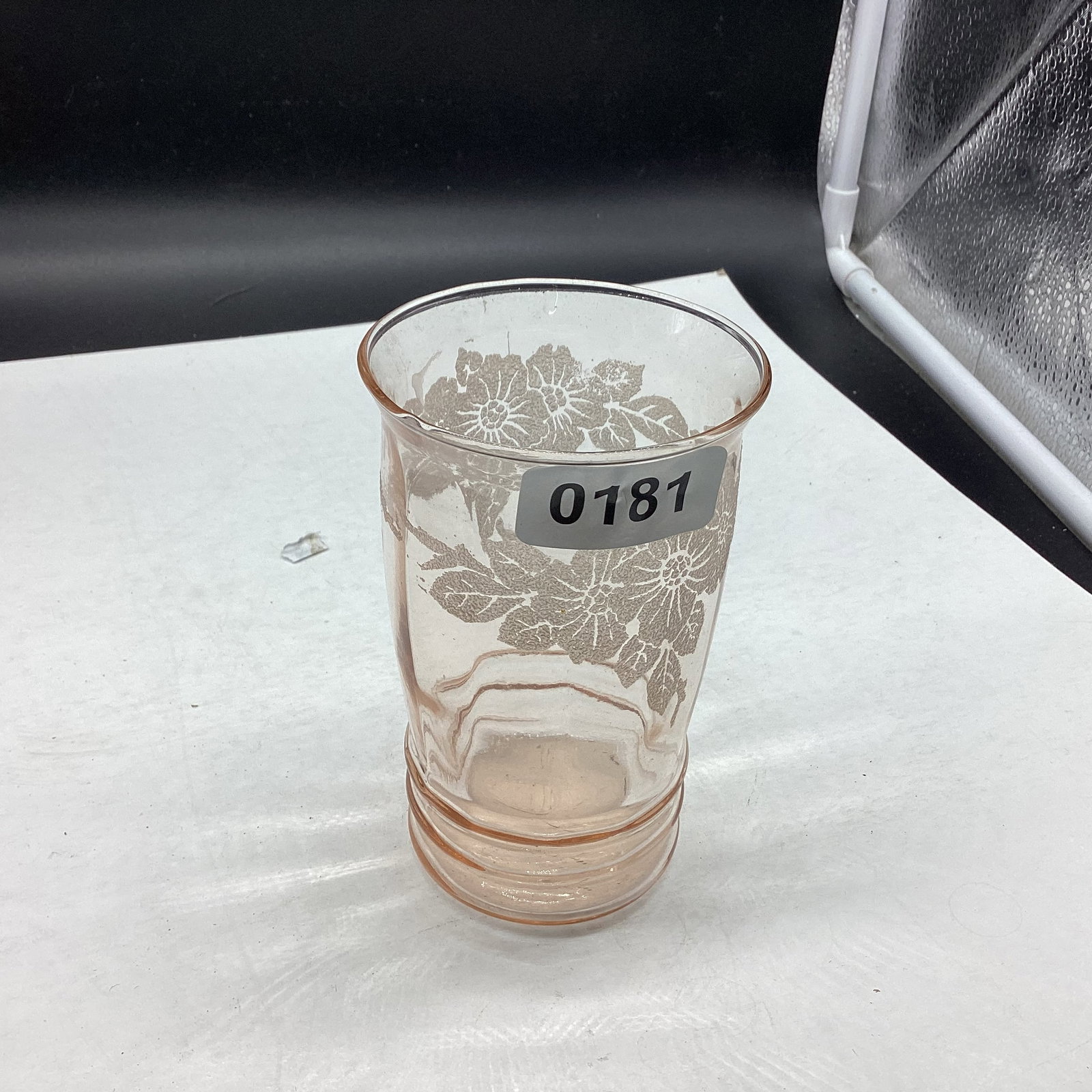 DEPRESSION DOGWOOD TUMBLER: 5" TALL GOOD SHAPE