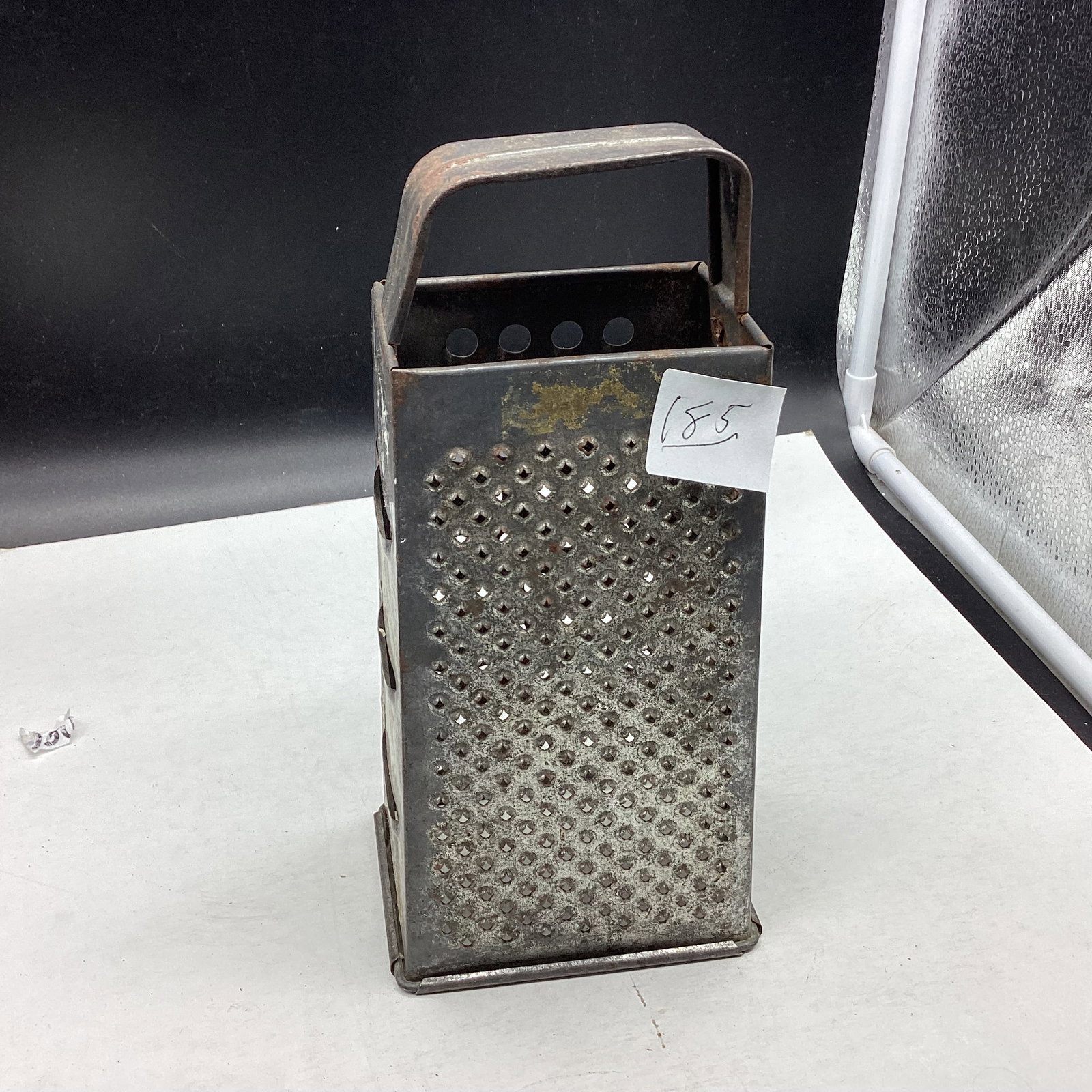 VINTAGE METAL CHEESE GRATER: 9" TALL GOOD SHAPE